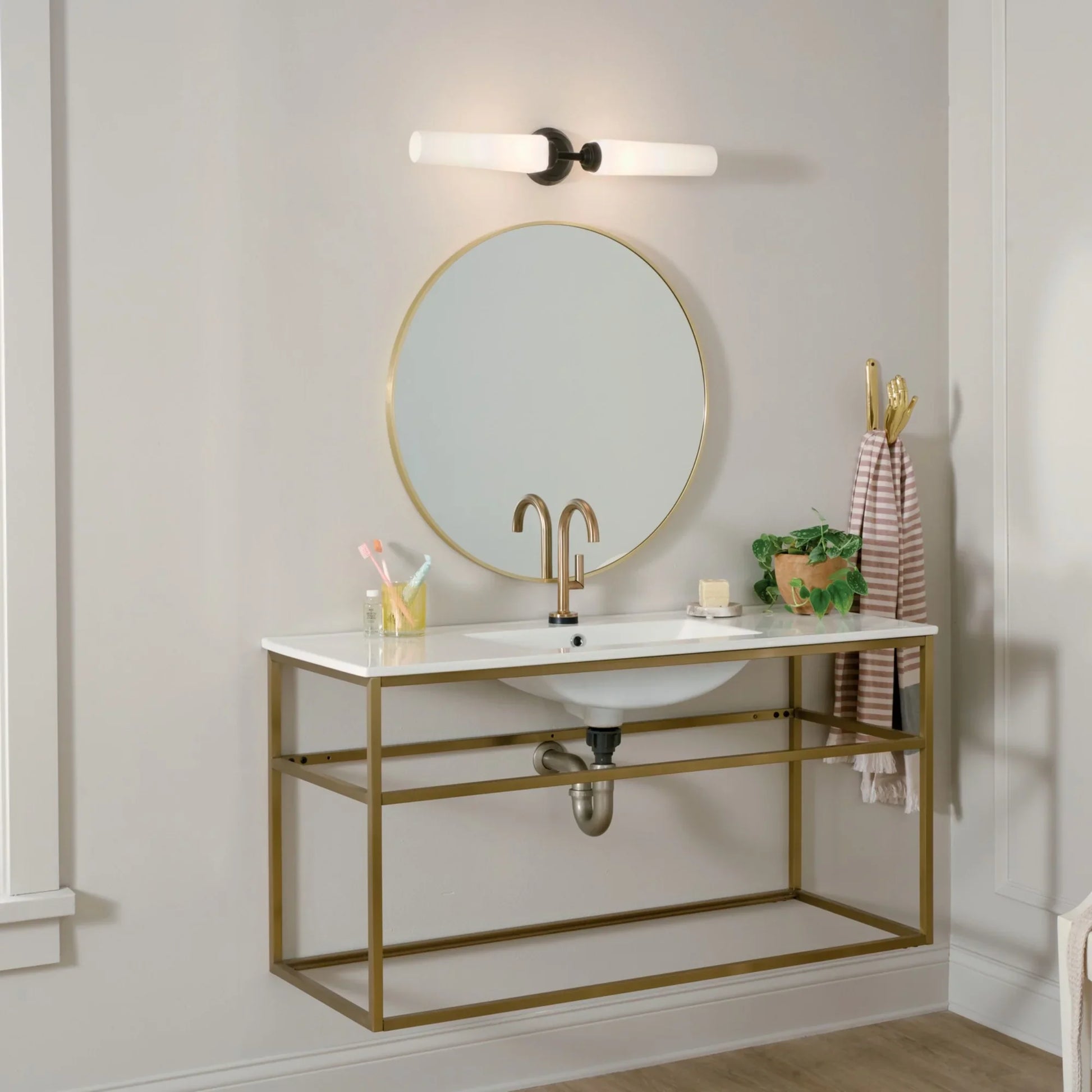 Truby 26" 2-Light Bath Vanity Light, Black Finish - Bees Lighting