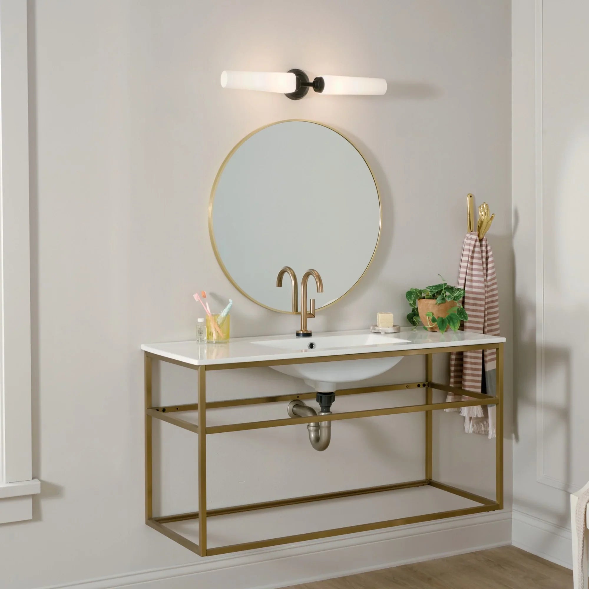 Truby 26" 2-Light Bath Vanity Light, Black Finish - Bees Lighting