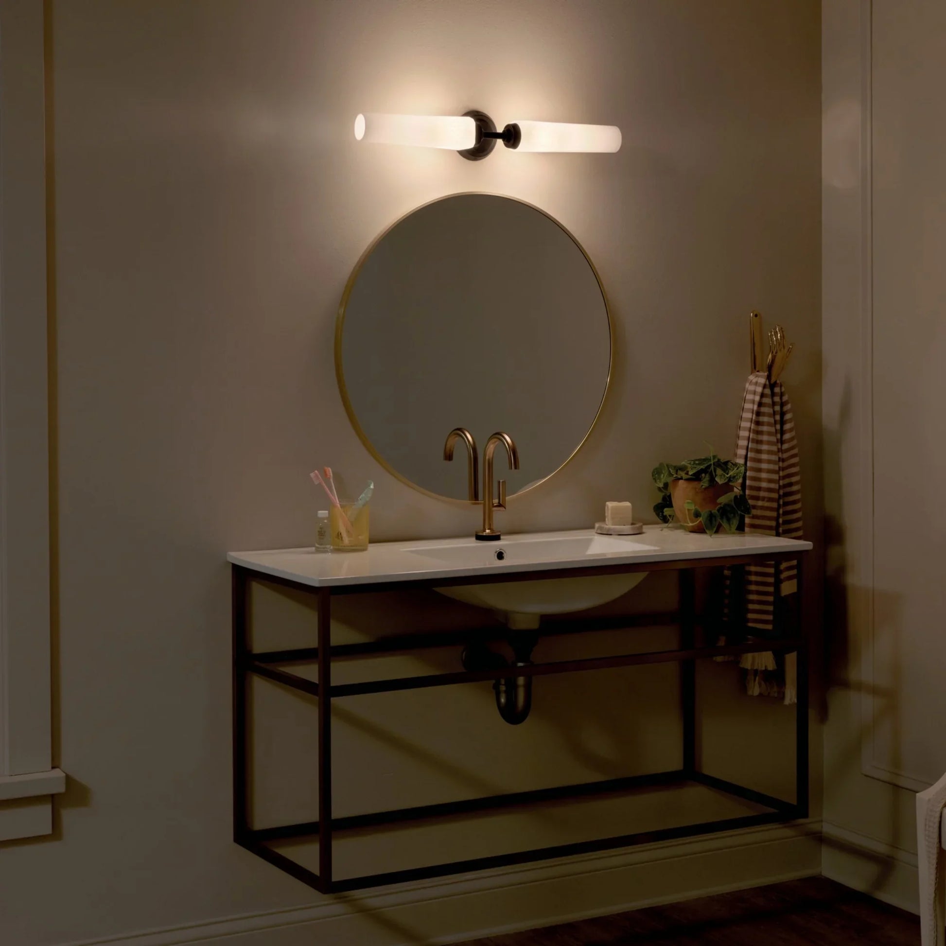 Truby 26" 2-Light Bath Vanity Light, Black Finish - Bees Lighting