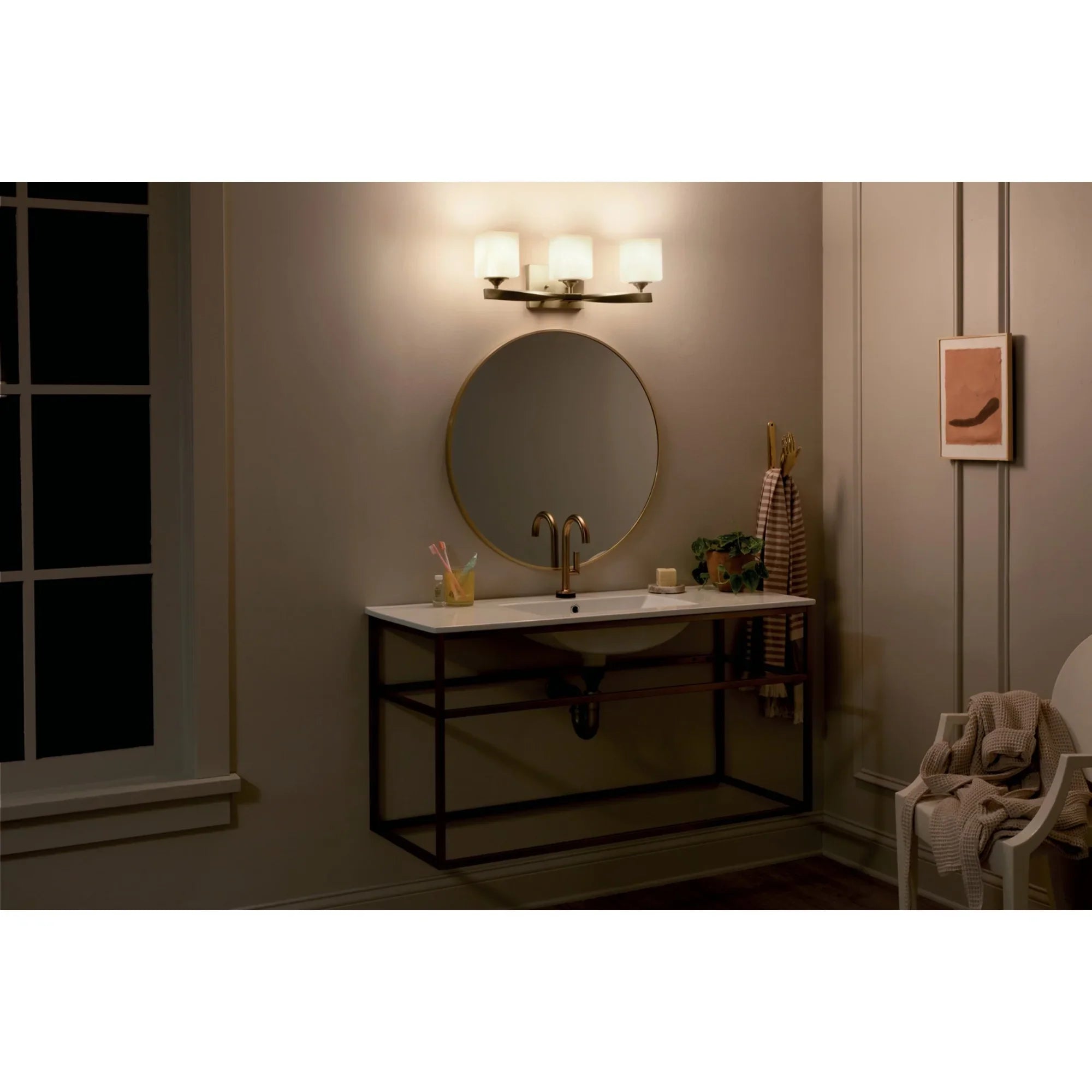 Marette 23" 3-Light Bath Vanity Light, Champagne Bronze Finish - Bees Lighting