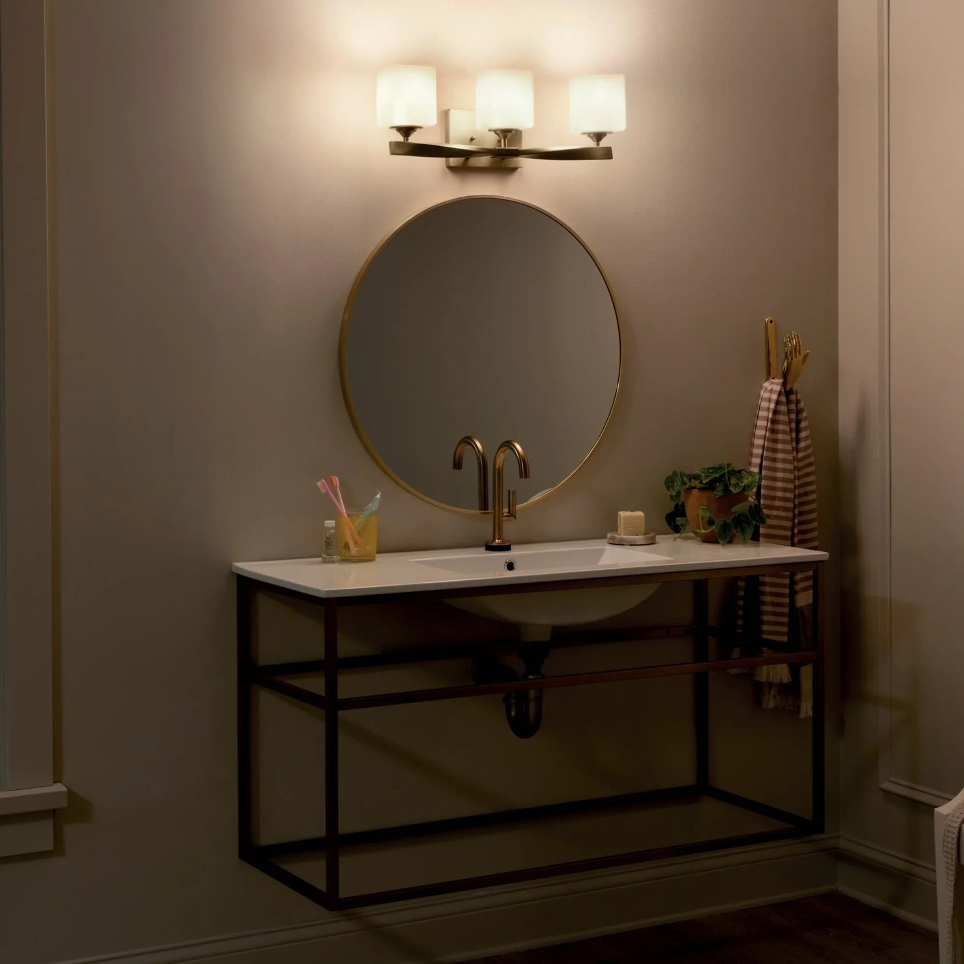 Marette 23" 3-Light Bath Vanity Light, Champagne Bronze Finish - Bees Lighting