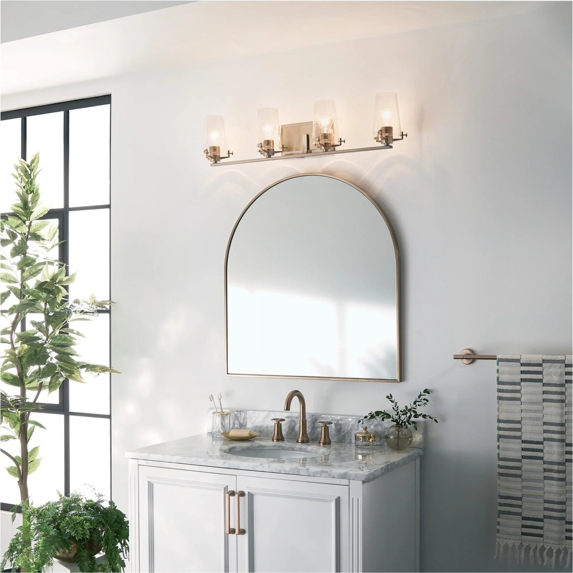 Alton 34" 4-Light Bath Vanity Light, Champagne Bronze Finish - Bees Lighting