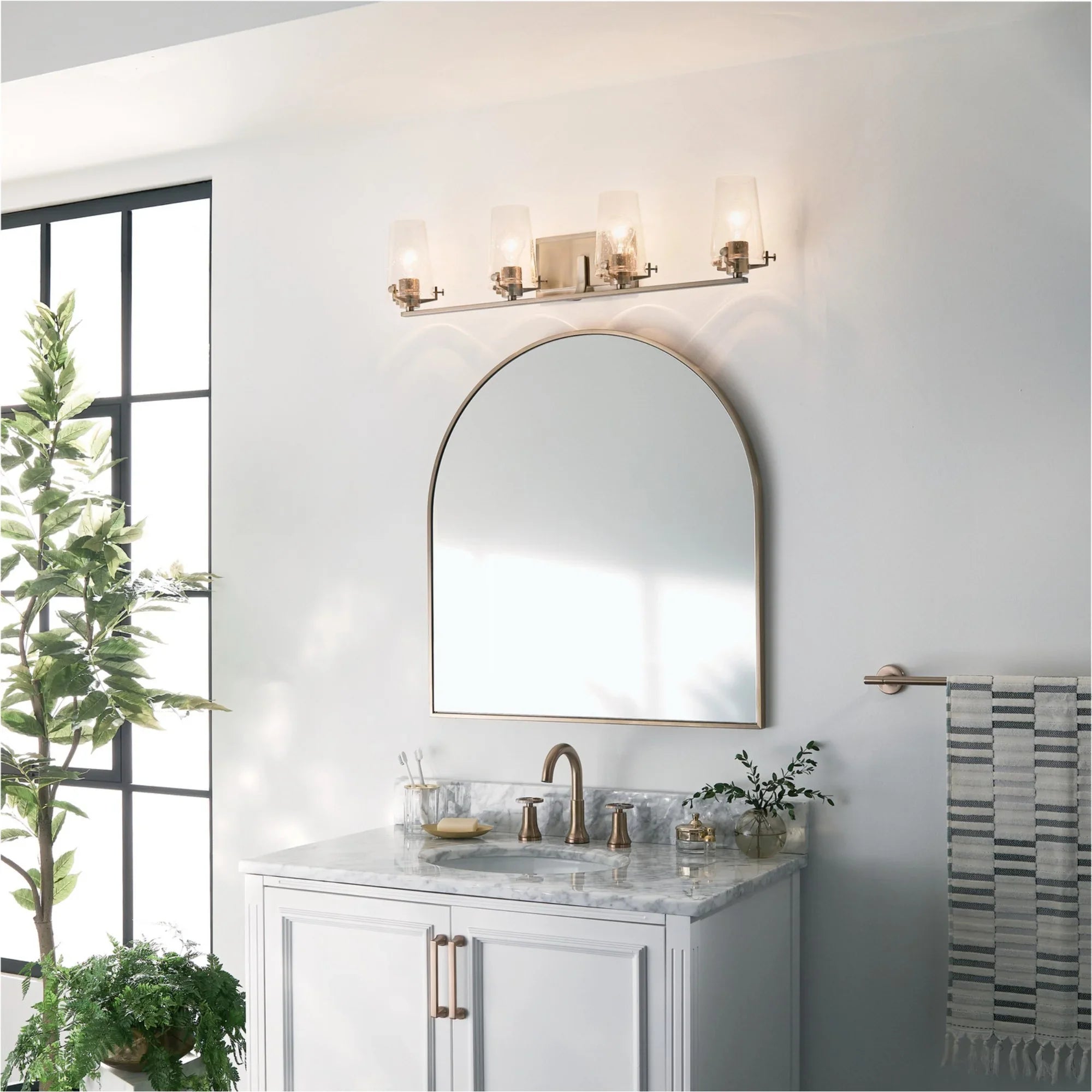 Alton 34" 4-Light Bath Vanity Light, Champagne Bronze Finish - Bees Lighting