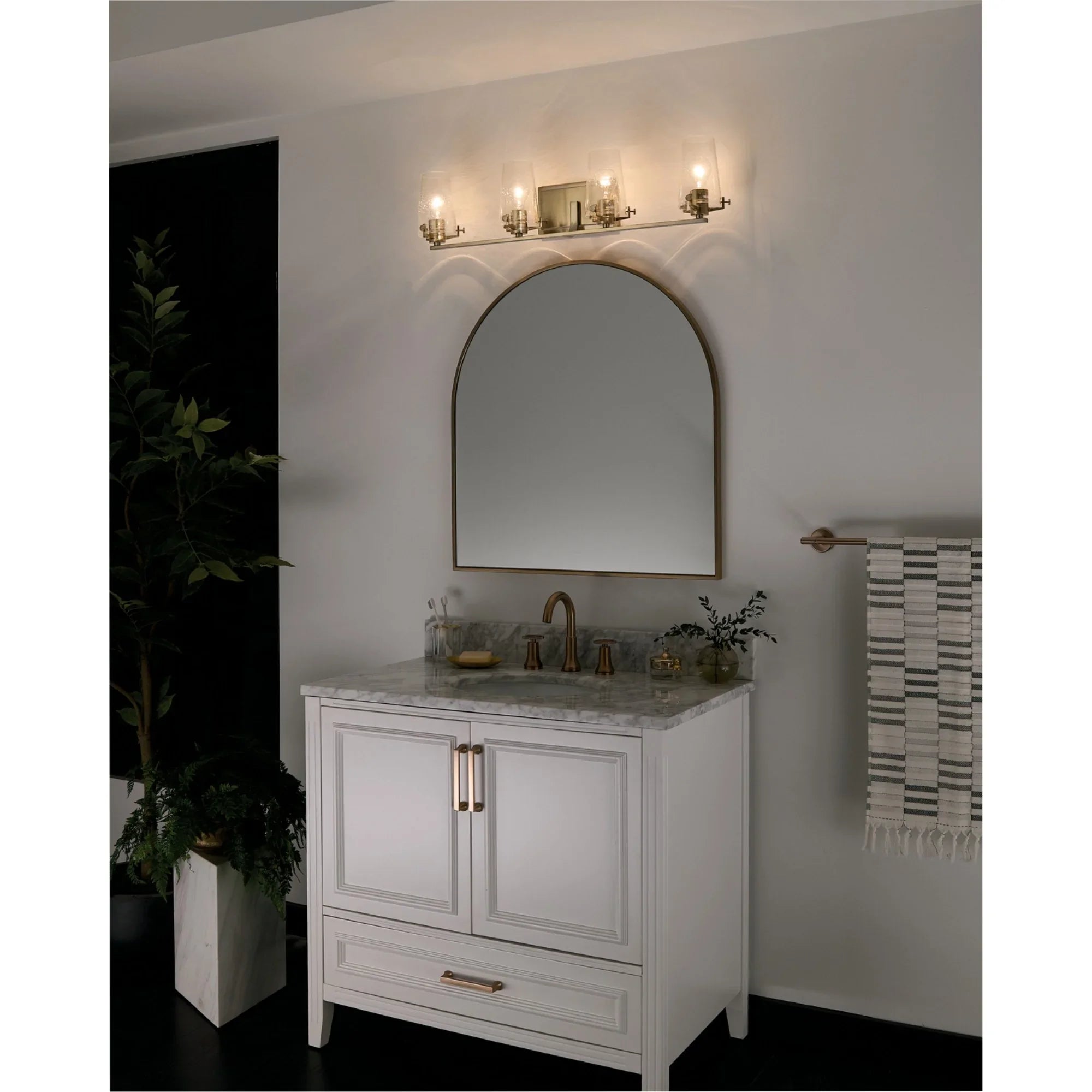 Alton 34" 4-Light Bath Vanity Light, Champagne Bronze Finish - Bees Lighting