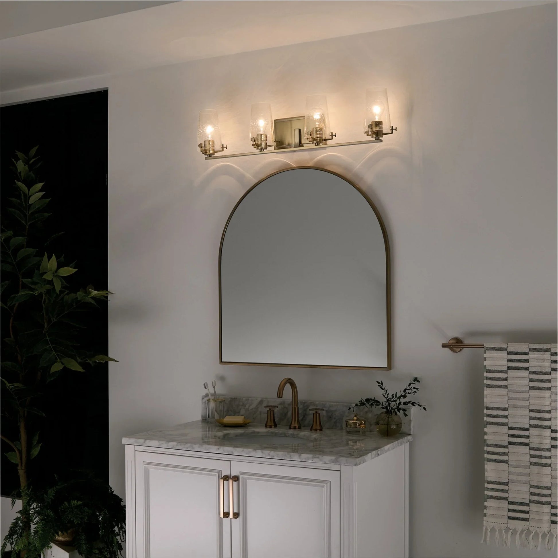 Alton 34" 4-Light Bath Vanity Light, Champagne Bronze Finish - Bees Lighting