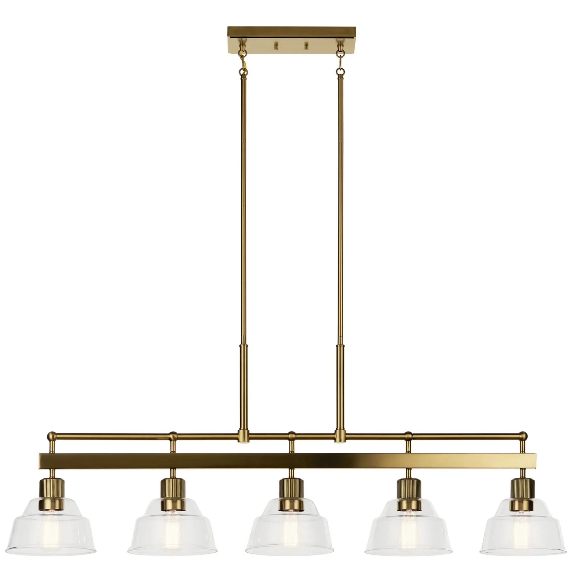 Eastmont 50" 5-Light Linear Chandelier, Brushed Brass Finish - Bees Lighting
