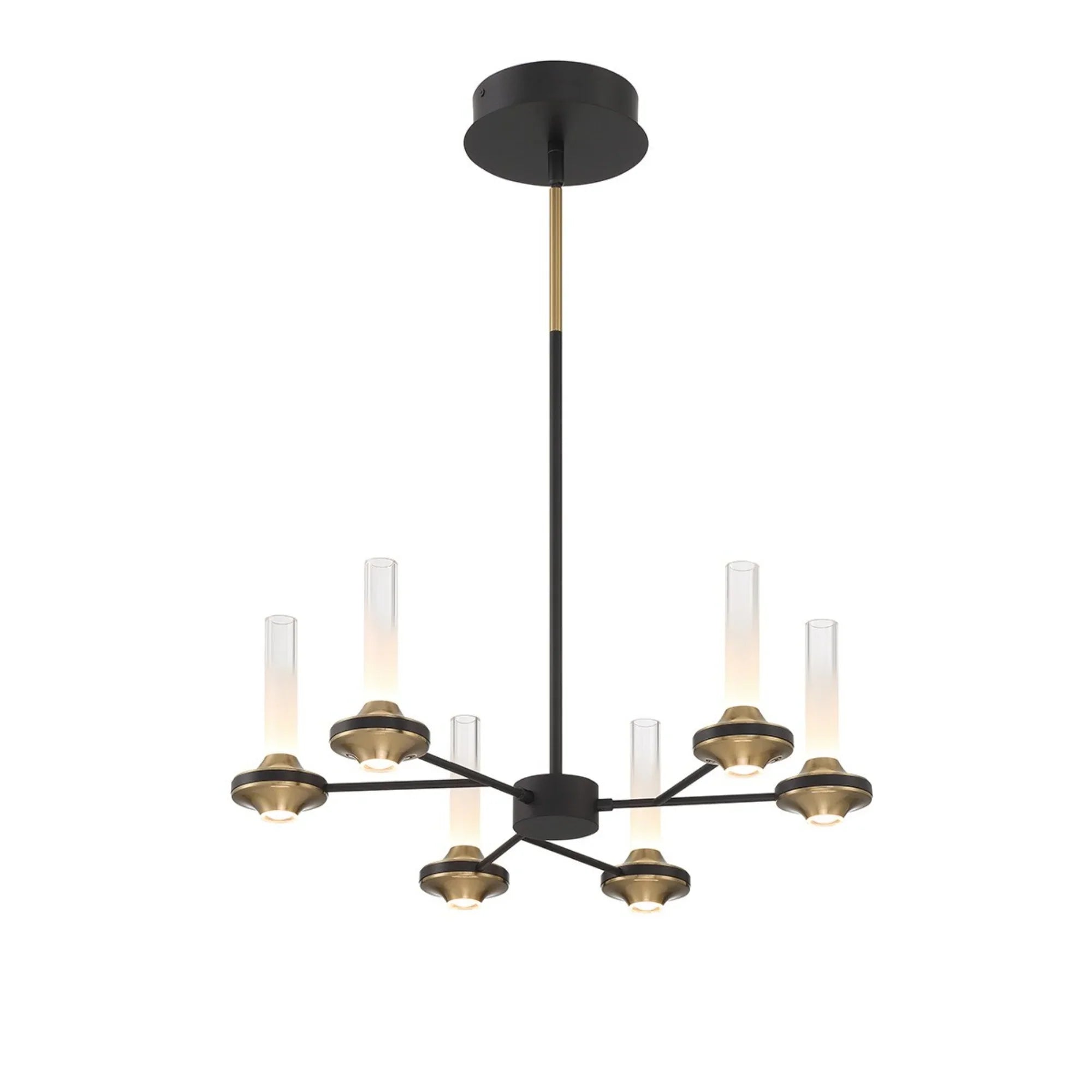 Torcia 6-Light 24" LED Chandelier, Black Finish - Bees Lighting