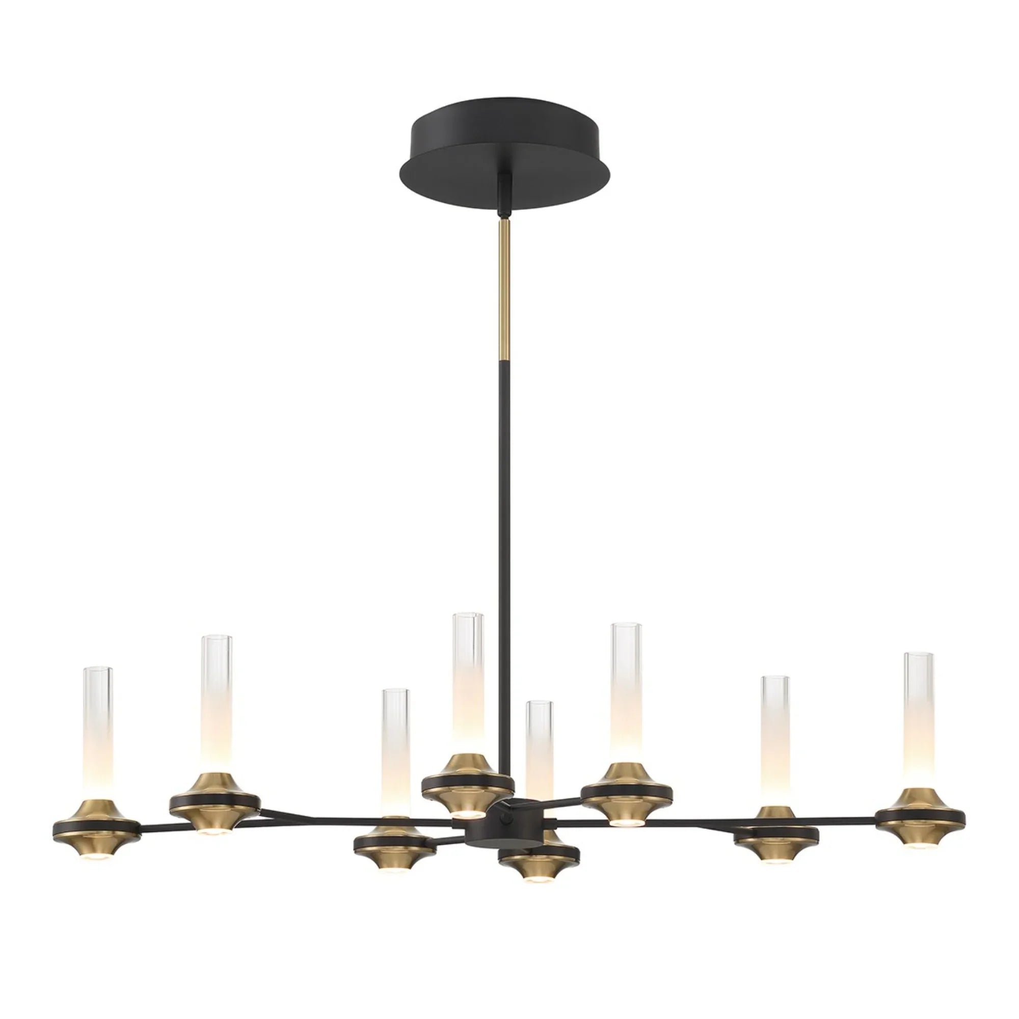 Torcia 8-Light 36" LED Linear Chandelier, Black Finish - Bees Lighting