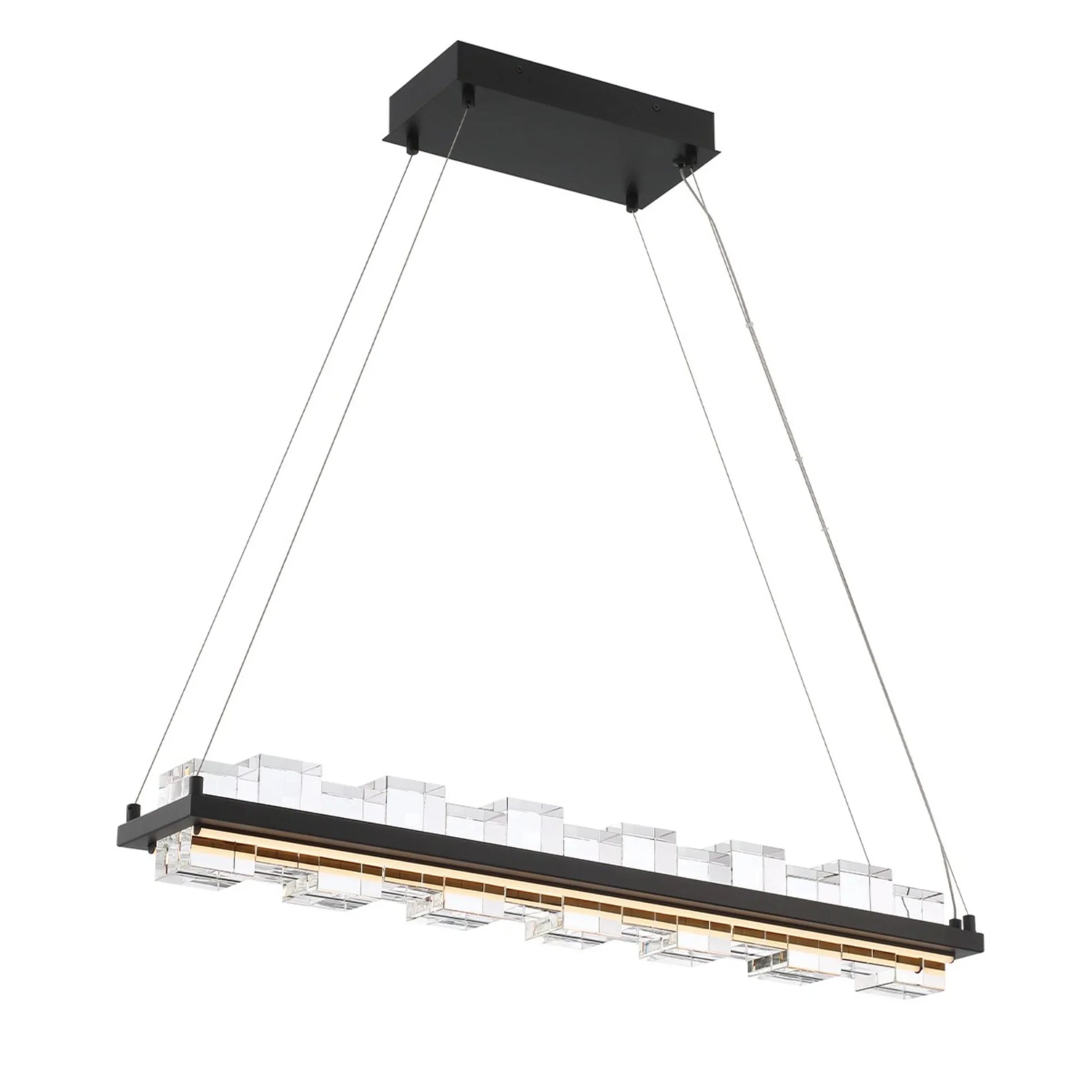 Bruco 35" LED Linear Chandelier, Black Finish - Bees Lighting