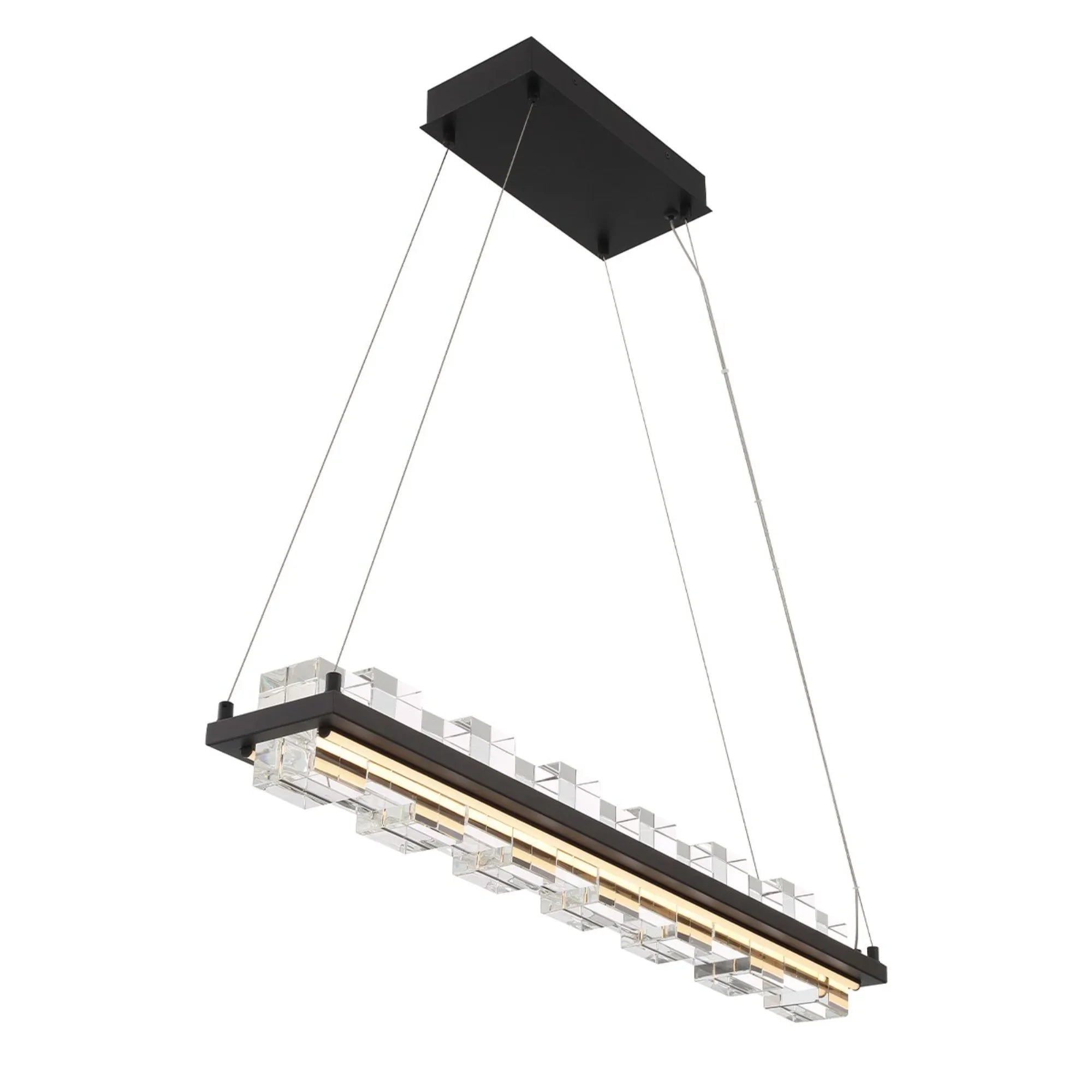 Bruco 35" LED Linear Chandelier, Black Finish - Bees Lighting