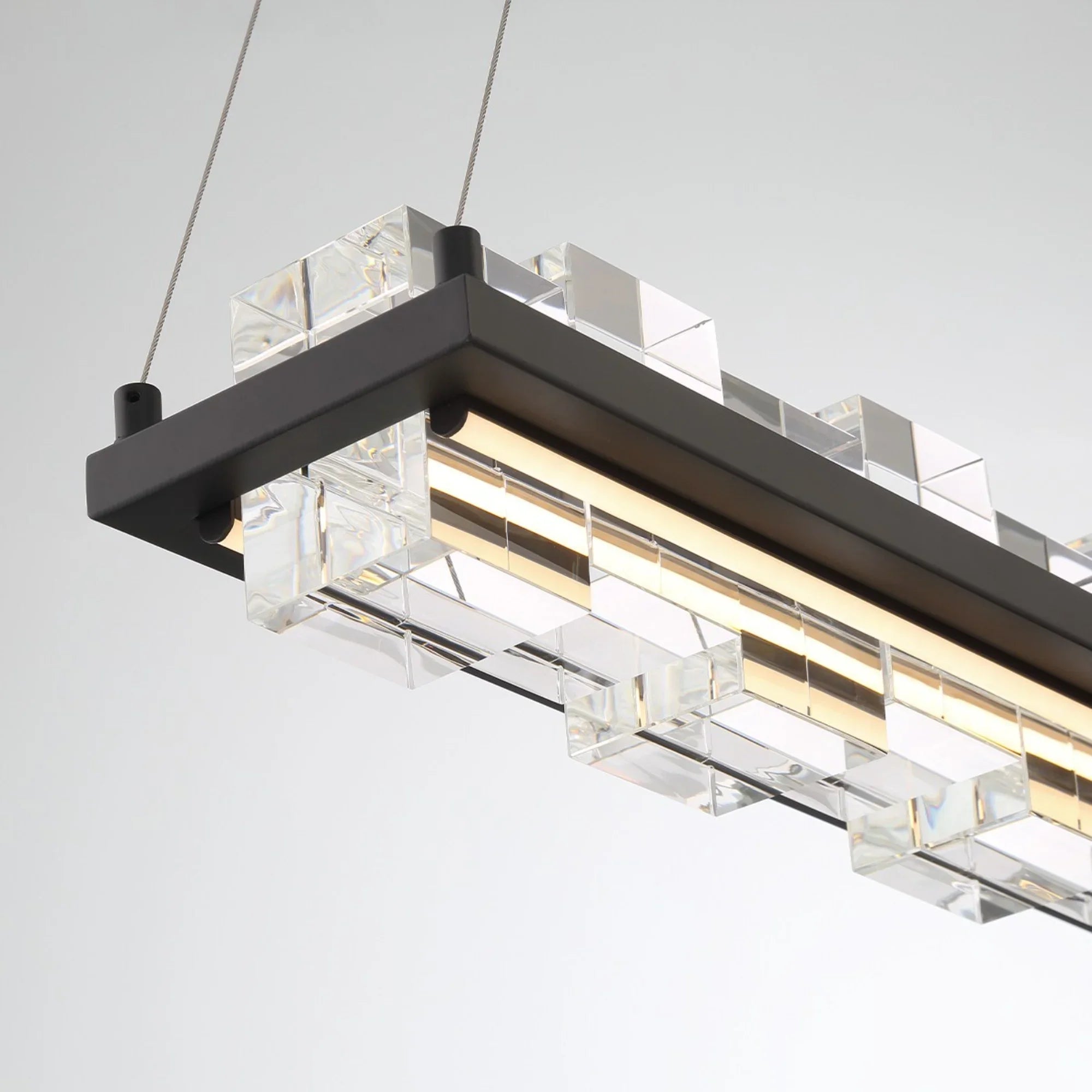 Bruco 35" LED Linear Chandelier, Black Finish - Bees Lighting