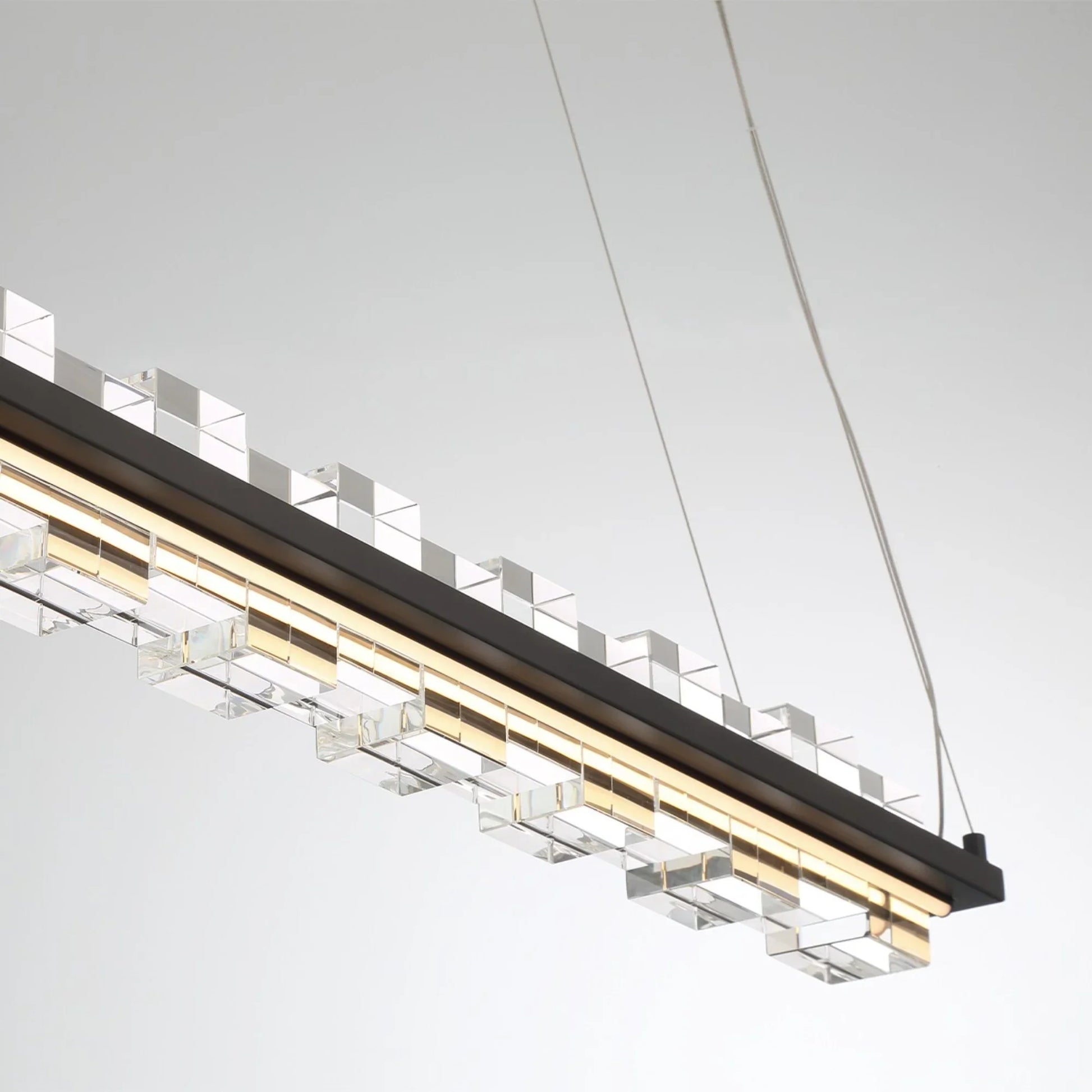 Bruco 35" LED Linear Chandelier, Black Finish - Bees Lighting