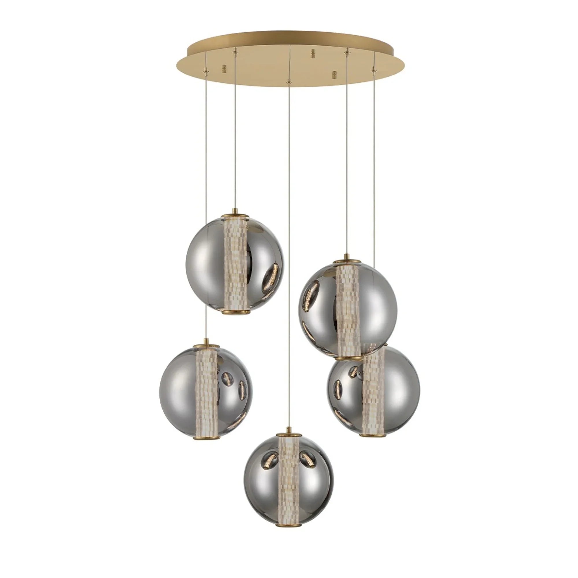 Atomo 5-Light 26" LED Pendant, Gold Finish - Bees Lighting