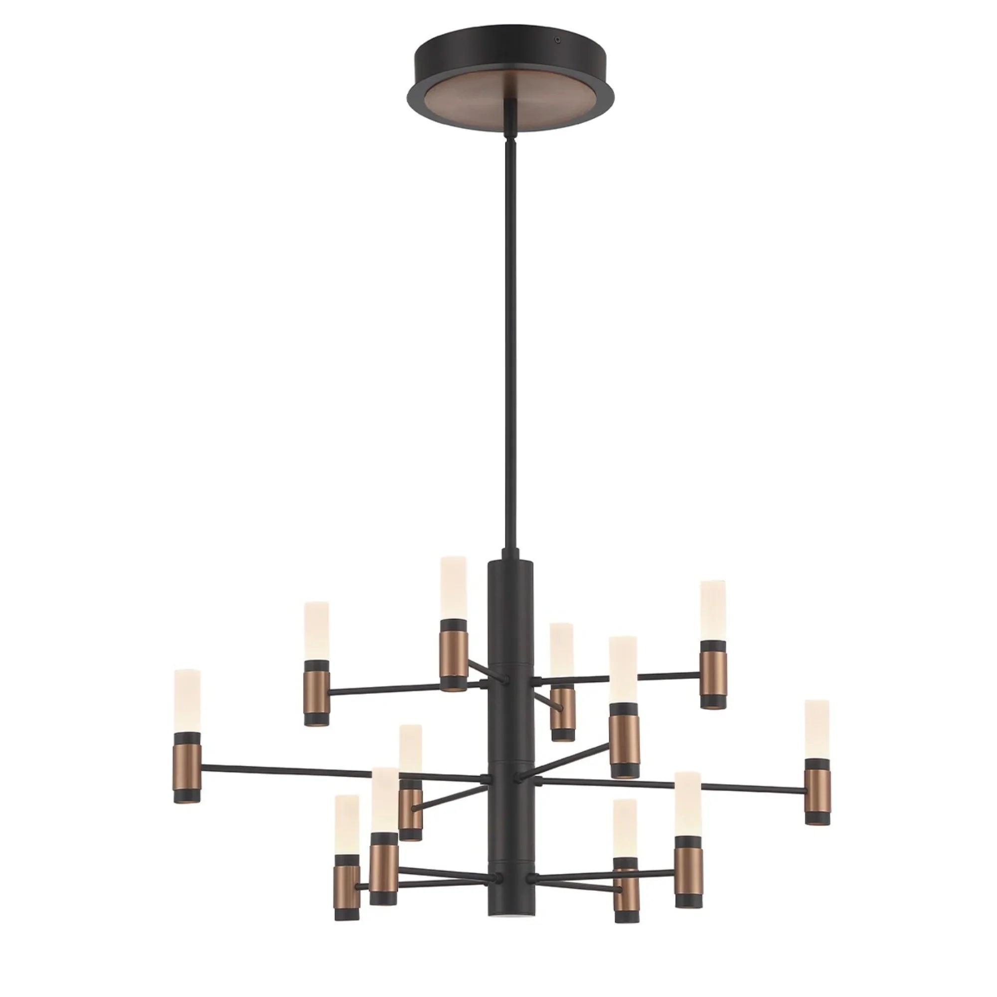 Albany 12-Light 29" LED Chandelier, Black & Brass Finish - Bees Lighting