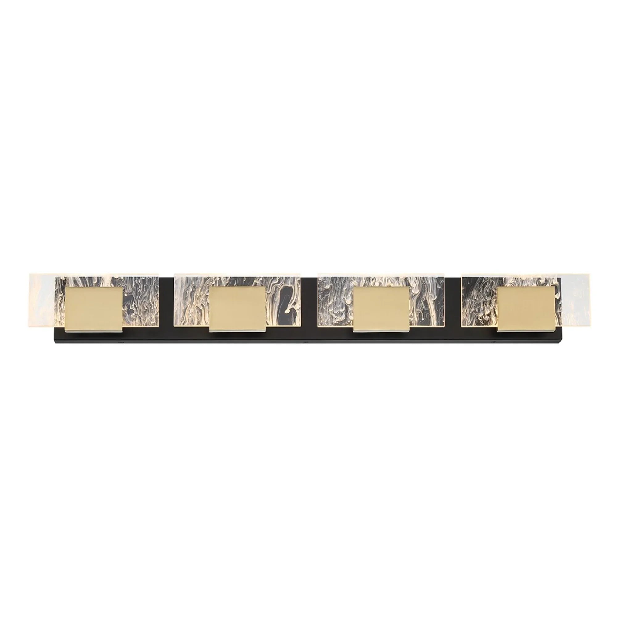 Kasha 4-Light 37" LED Vanity, Gold & Black Finish - Bees Lighting