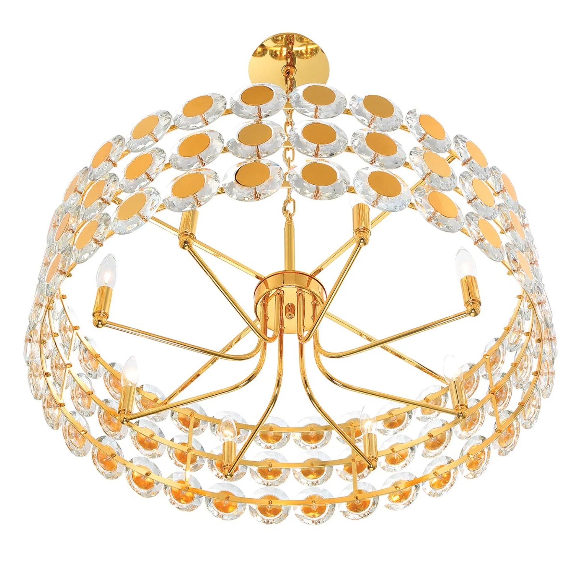 Perrene 8-Light 32" Chandelier, Gold Finish with Crystals - Bees Lighting