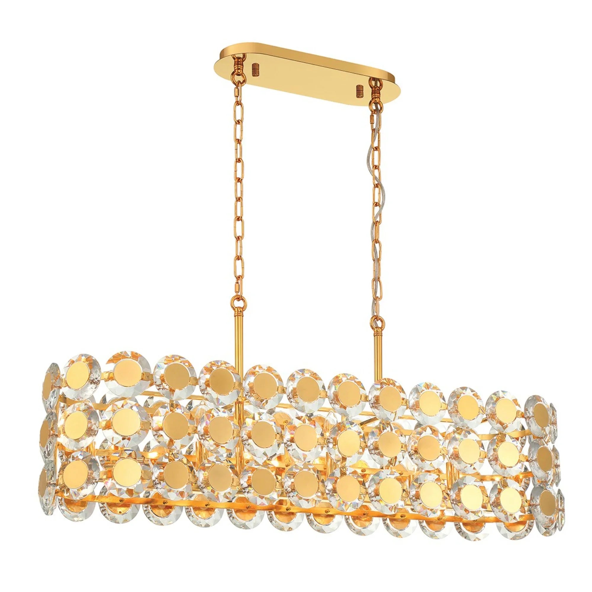 Perrene 8-Light 40" Linear Chandelier, Gold Finish with Crystals - Bees Lighting