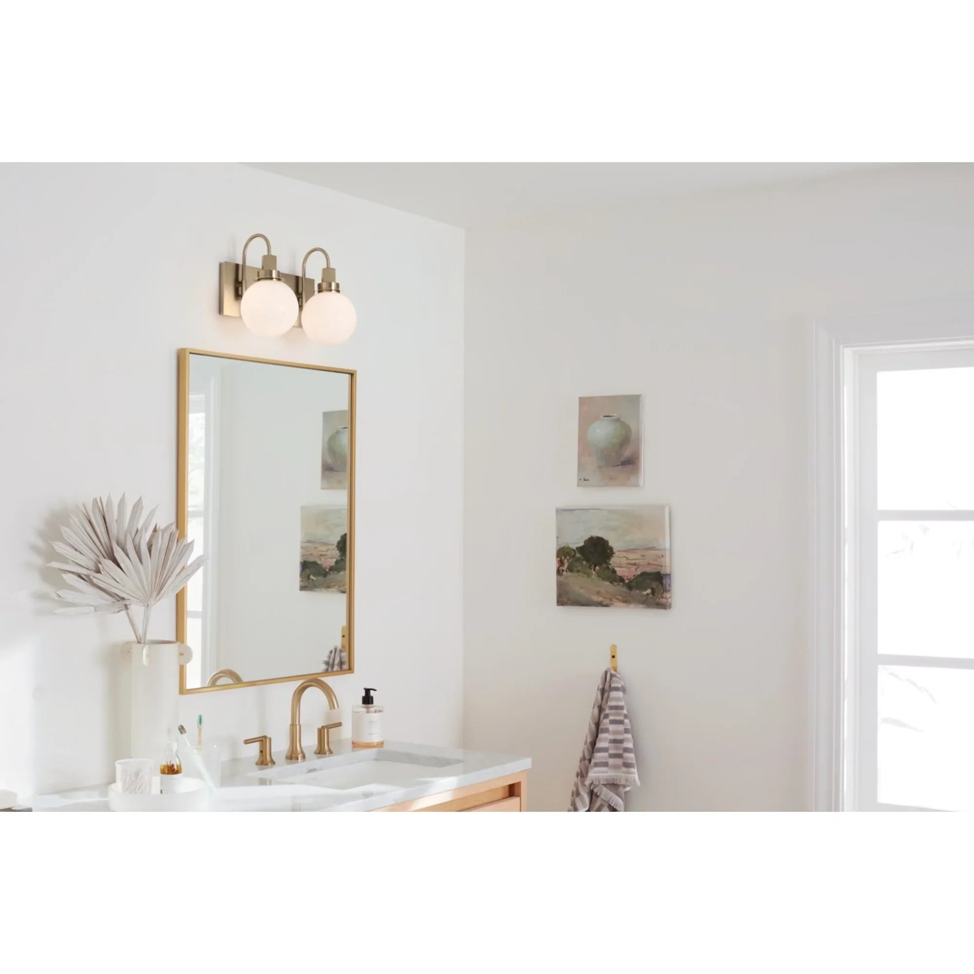 Hex 14" 2-Light Bath Vanity Light, Champagne Bronze Finish - Bees Lighting