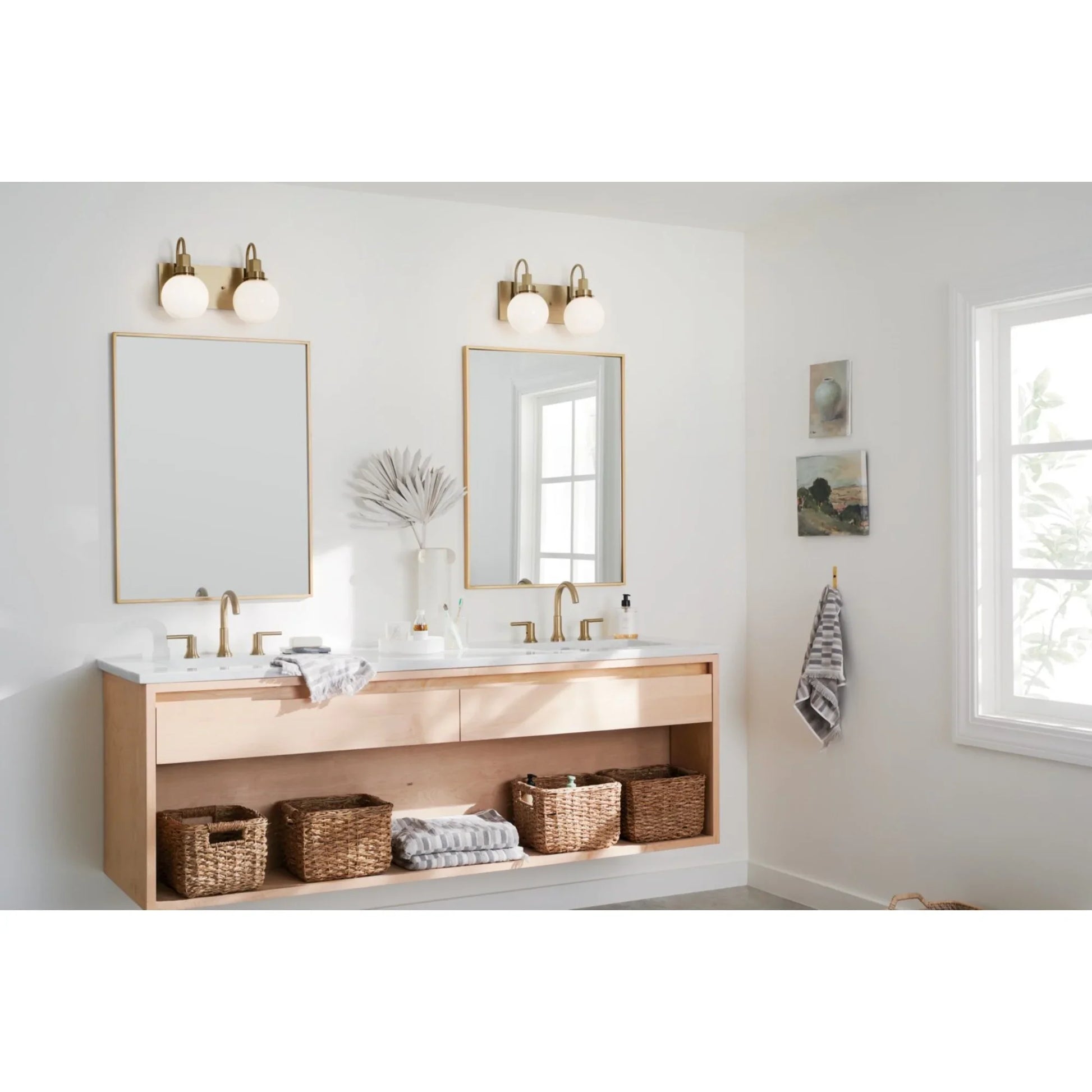 Hex 14" 2-Light Bath Vanity Light, Champagne Bronze Finish - Bees Lighting