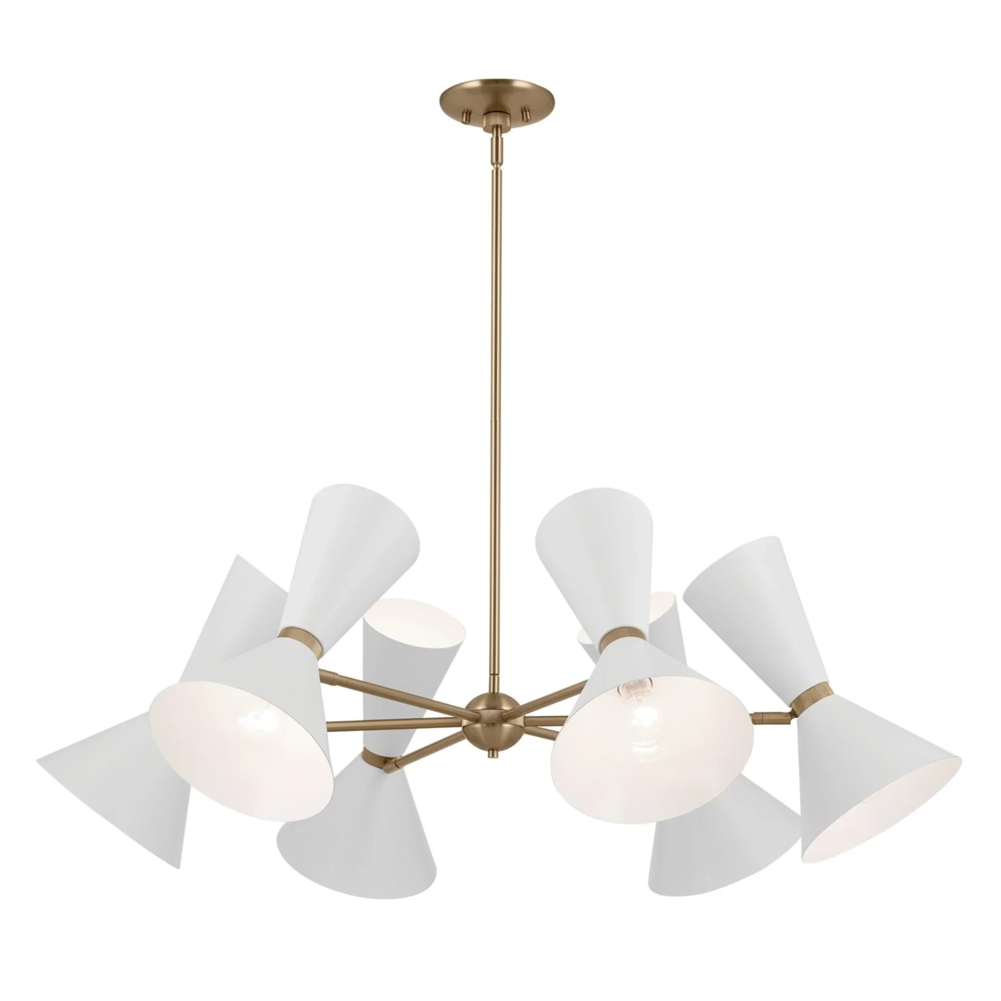 Phix 39" 12-Light Chandelier, Champagne Bronze & White Finish - Bees Lighting