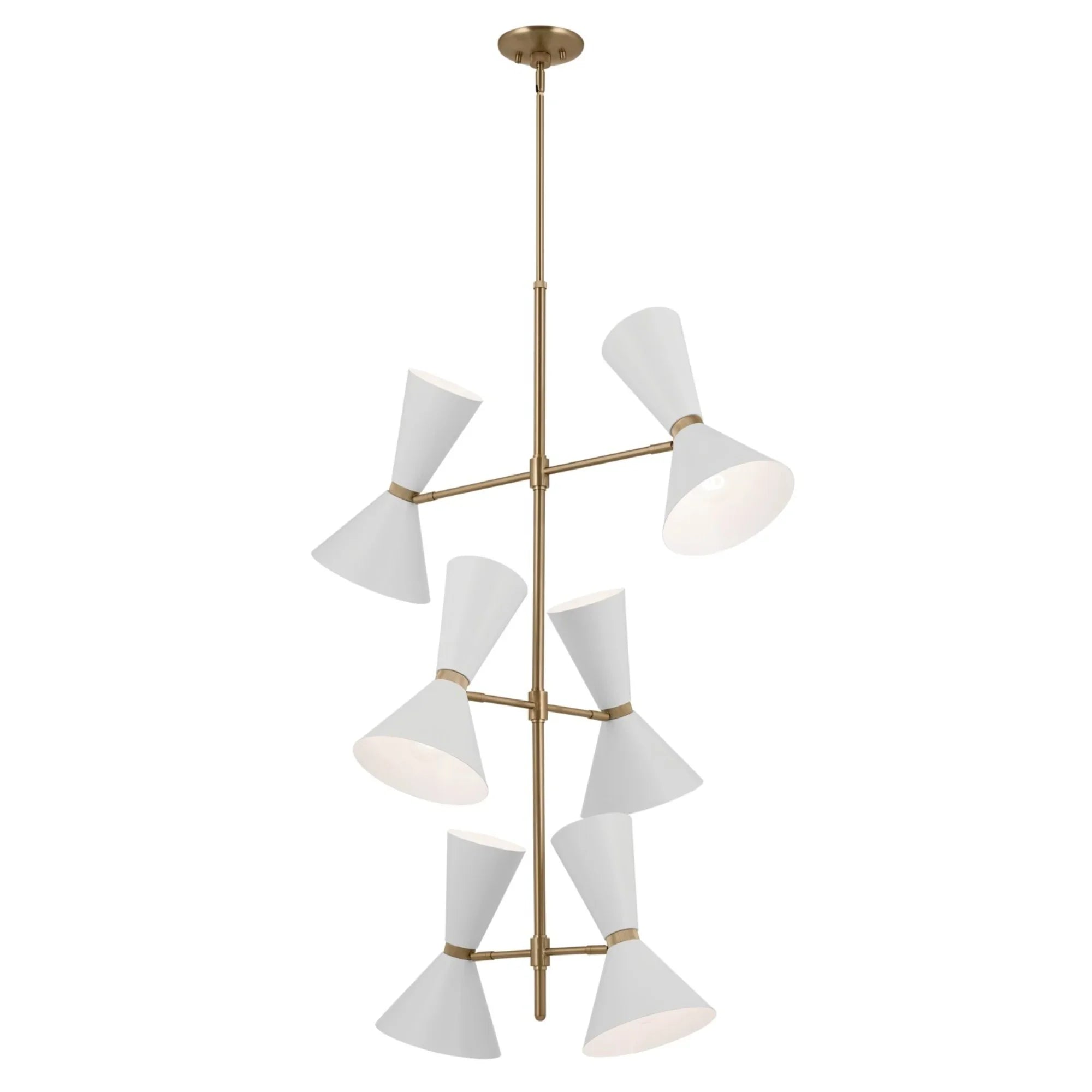 Phix 33" 12-Light Foyer Chandelier, Champagne Bronze & White Finish - Bees Lighting