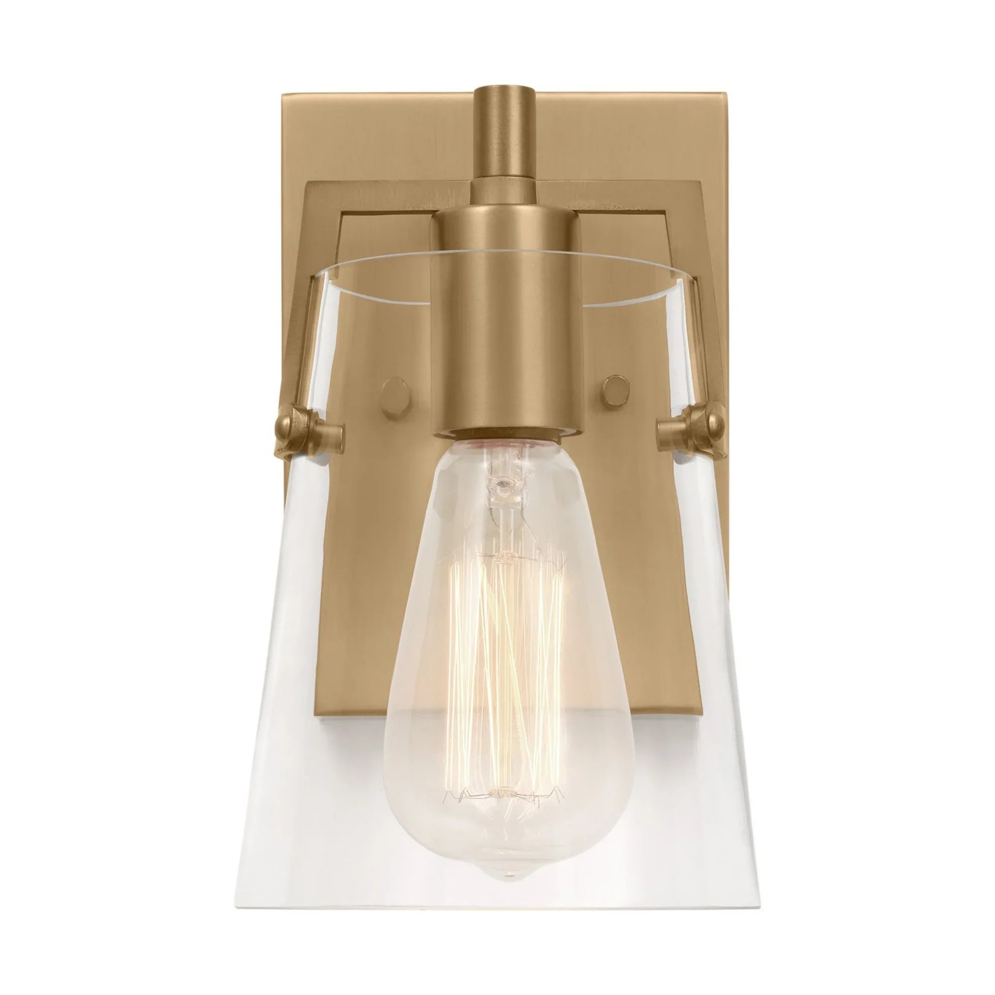 Crofton 9" Bathroom Sconce, Satin Brass Finish with Clear Glass - Bees Lighting