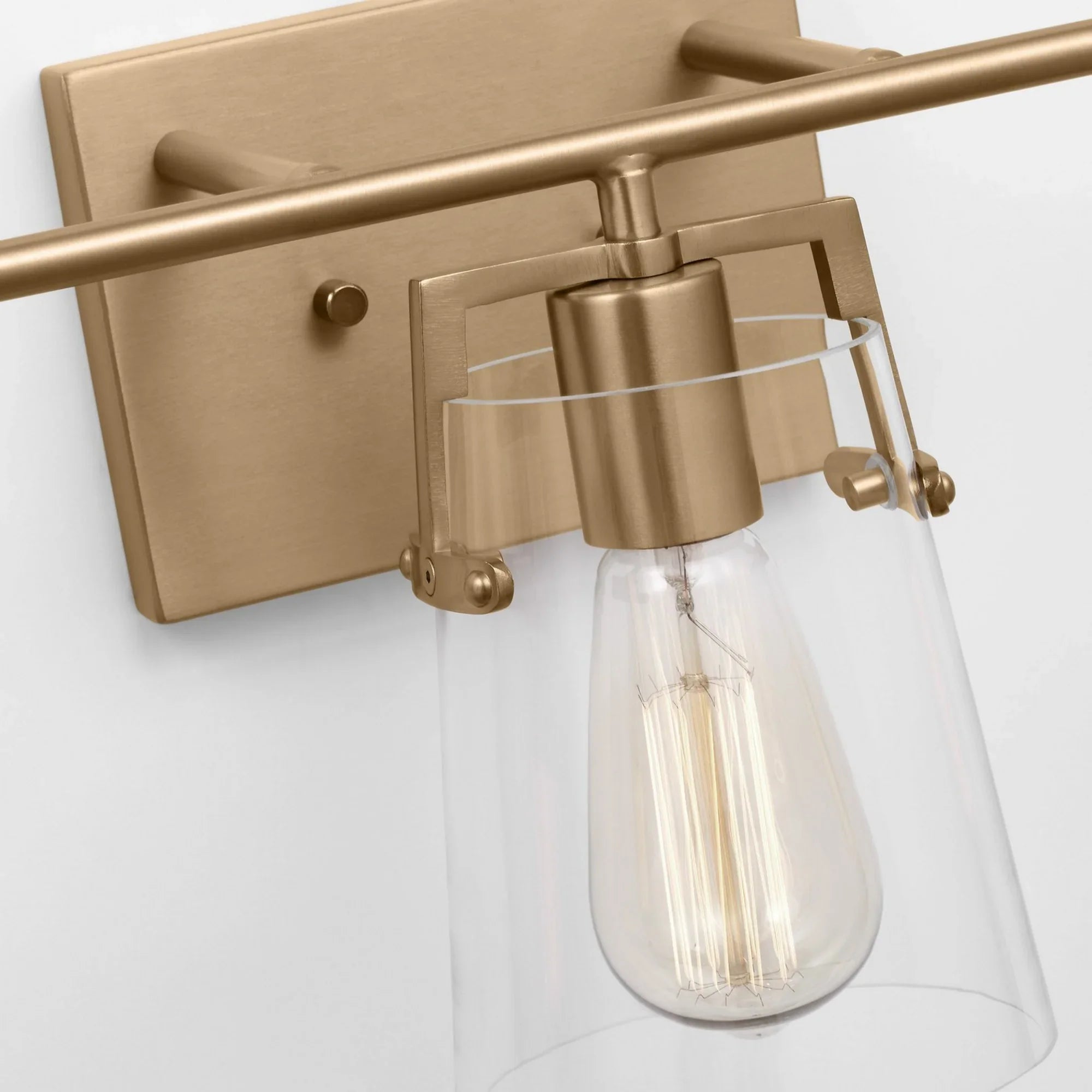 Crofton 24" 3-Light Bathroom Vanity, Satin Brass Finish with Clear Glass - Bees Lighting