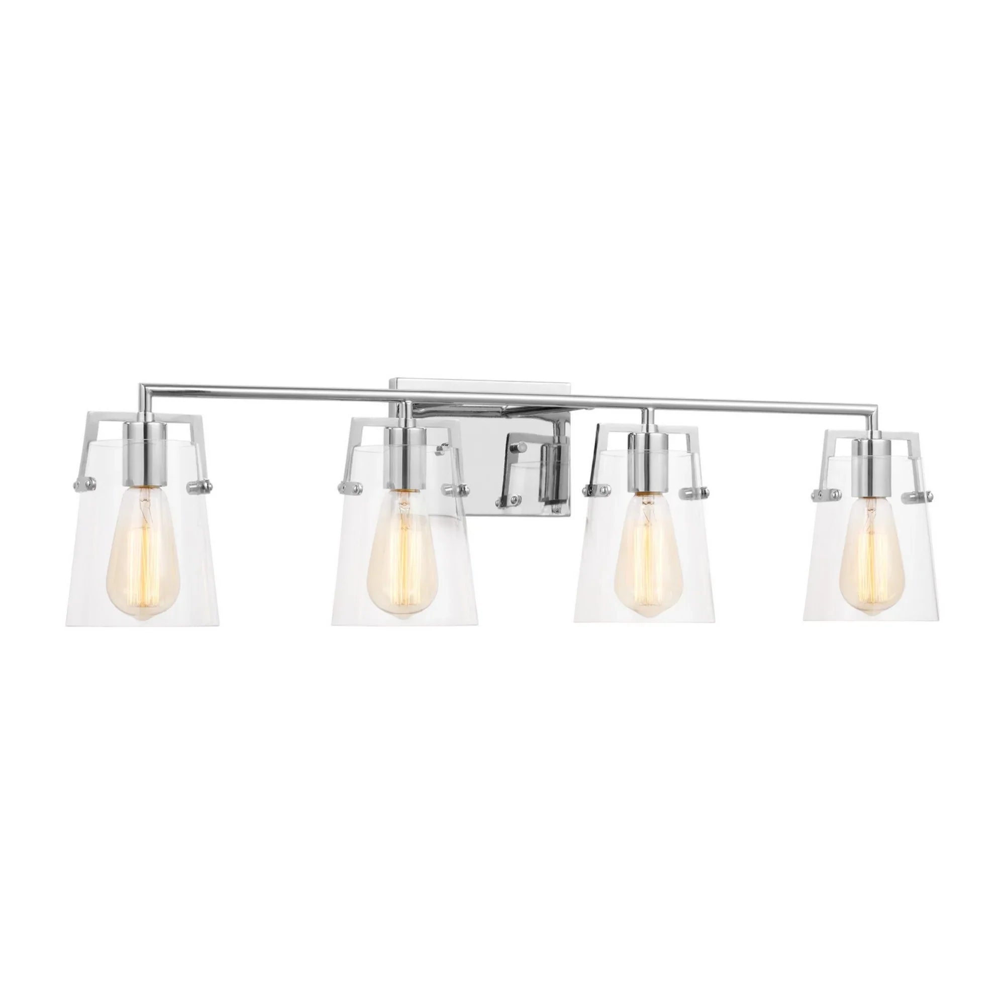 Crofton 33" 4-Light Bathroom Vanity, Chrome Finish with Clear Glass - Bees Lighting