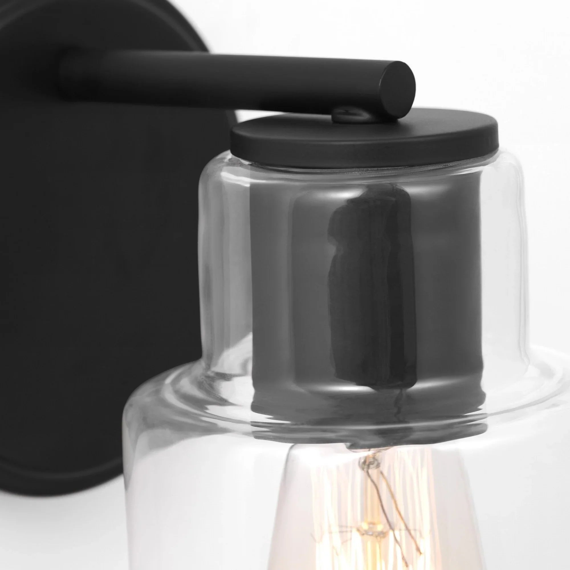 Sayward 8" Small Bath Sconce, Midnight Black Finish - Bees Lighting