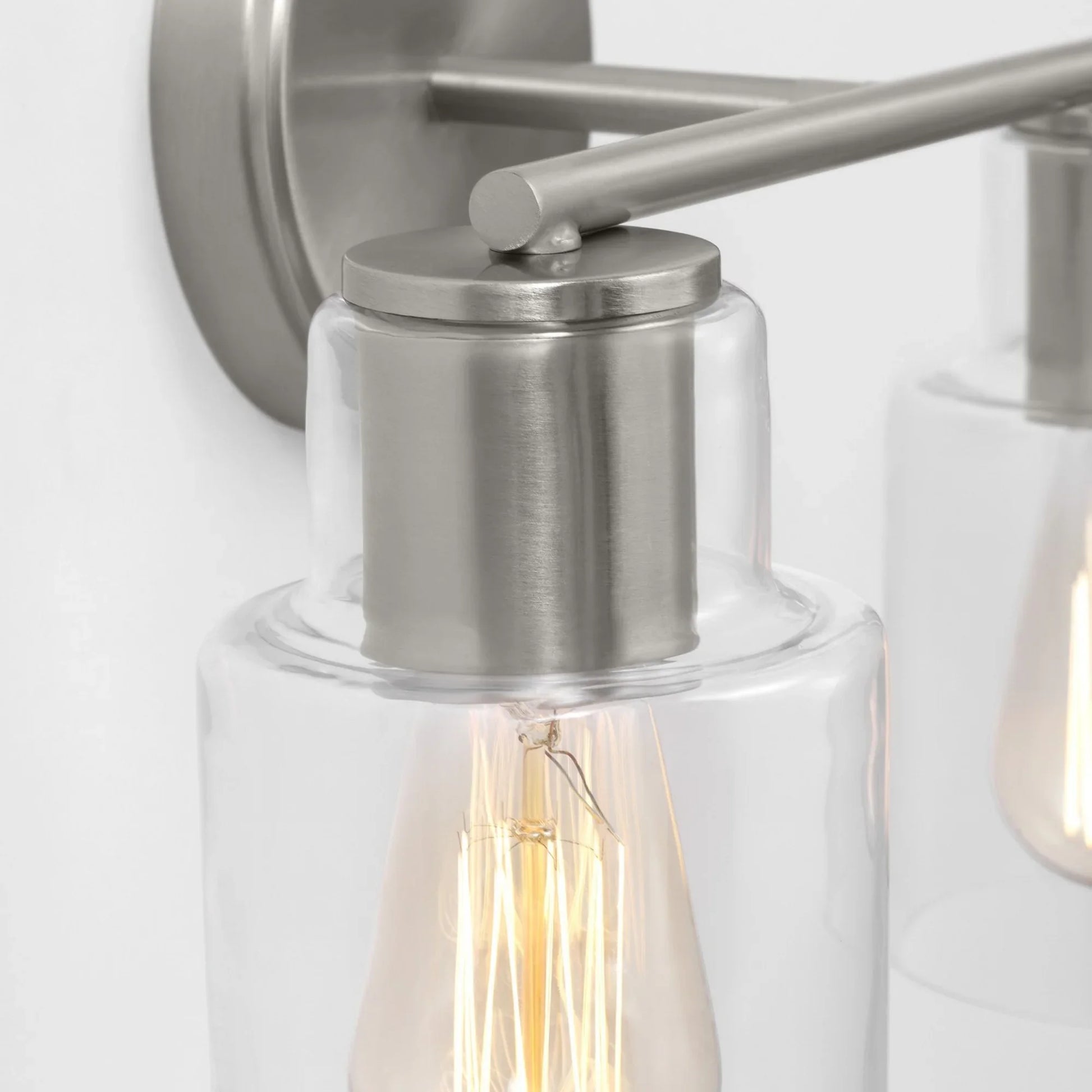 Sayward 14" 2-Light Bathroom Vanity, Brushed Steel Finish - Bees Lighting