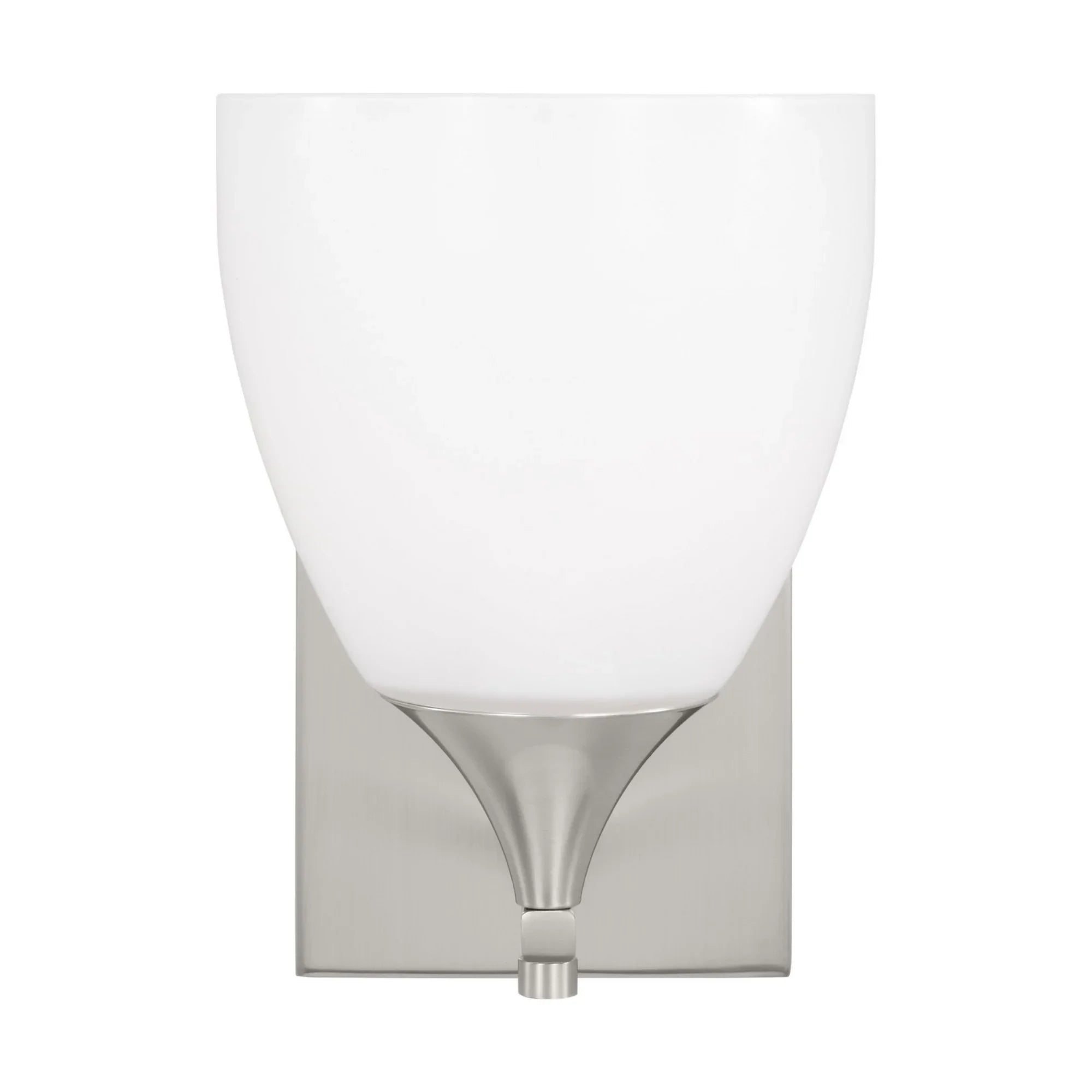 Toffino 9" Bath Sconce, Brushed Steel Finish with Milk Glass - Bees Lighting