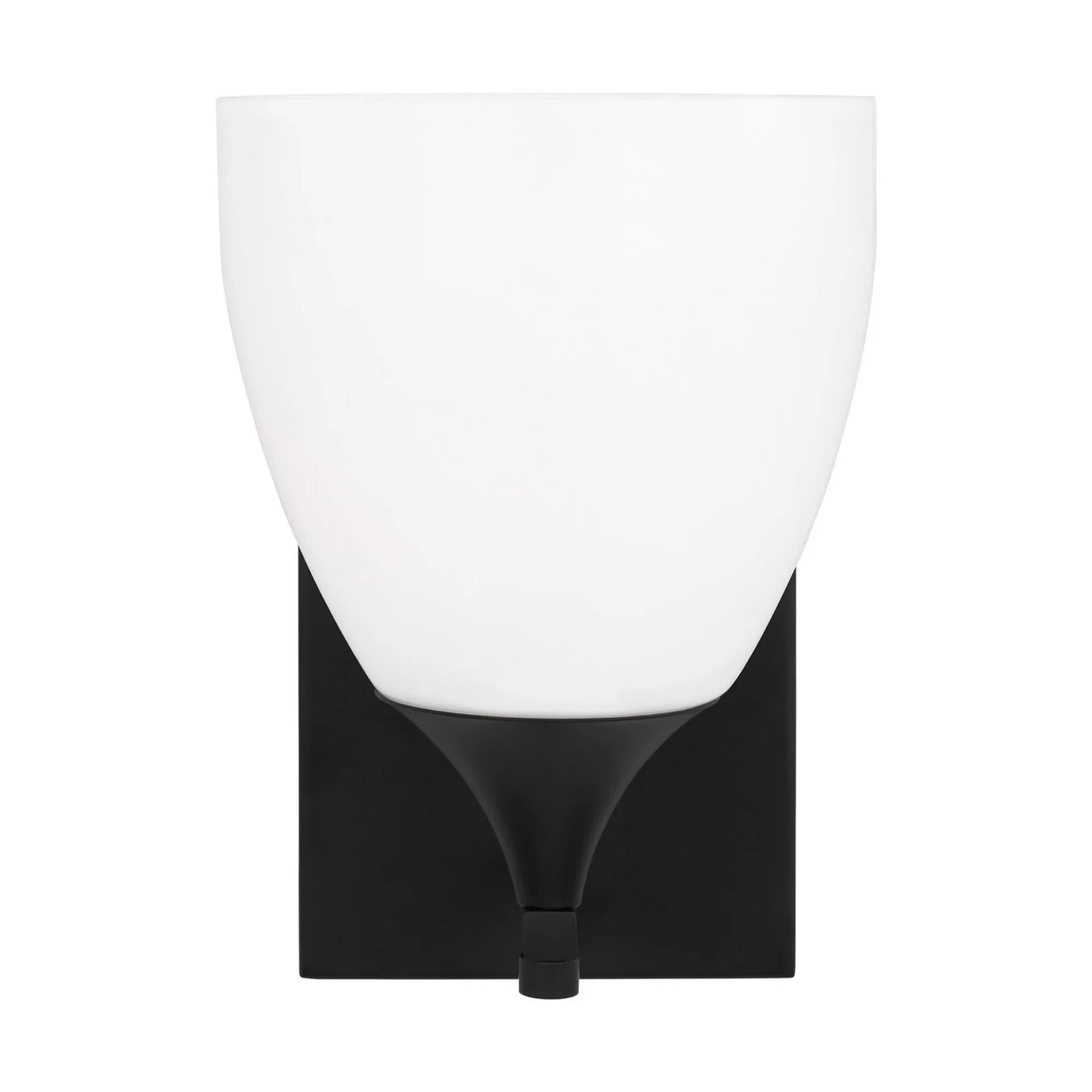 Toffino 9" Bath Sconce, Midnight Black Finish with Milk Glass - Bees Lighting