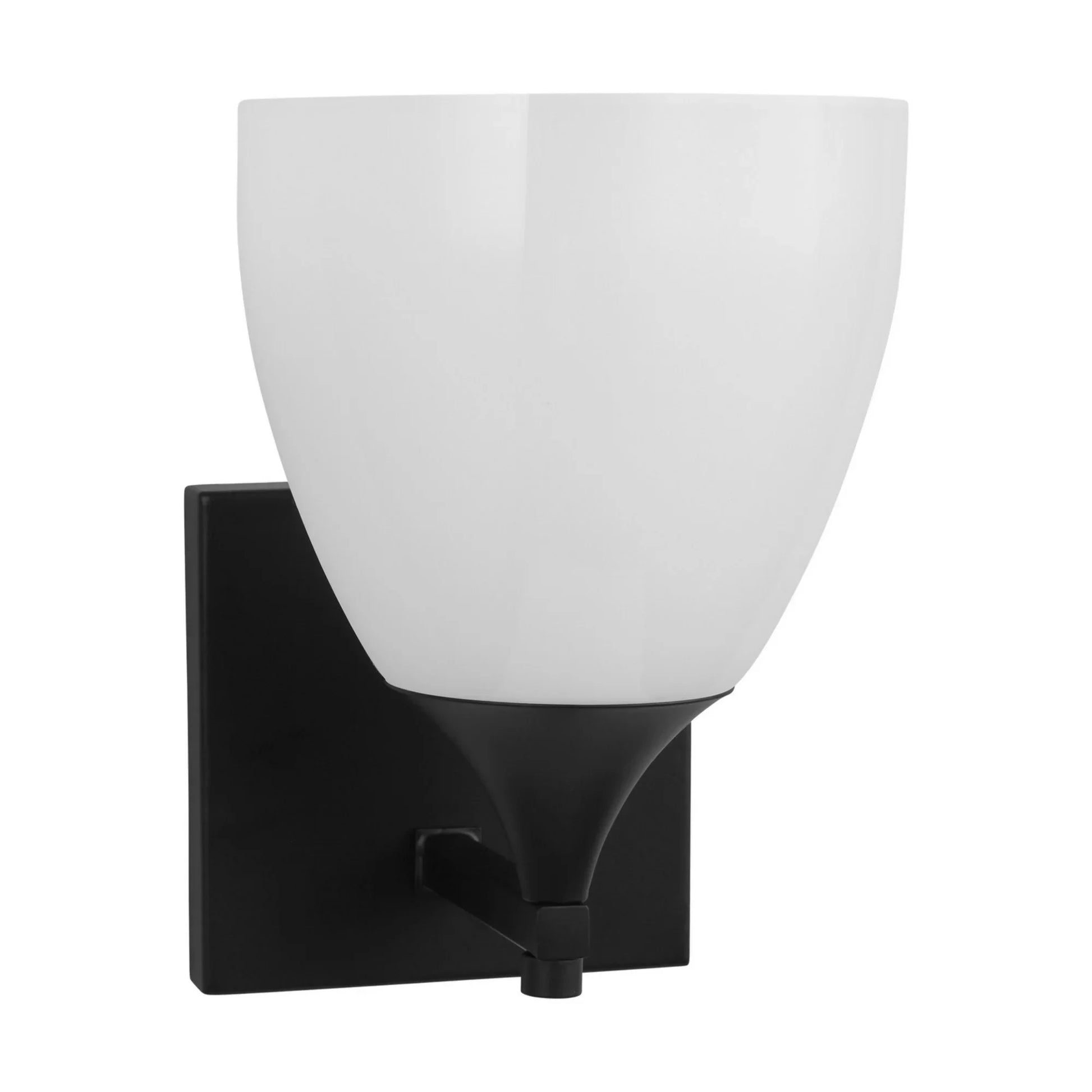 Toffino 9" Bath Sconce, Midnight Black Finish with Milk Glass - Bees Lighting