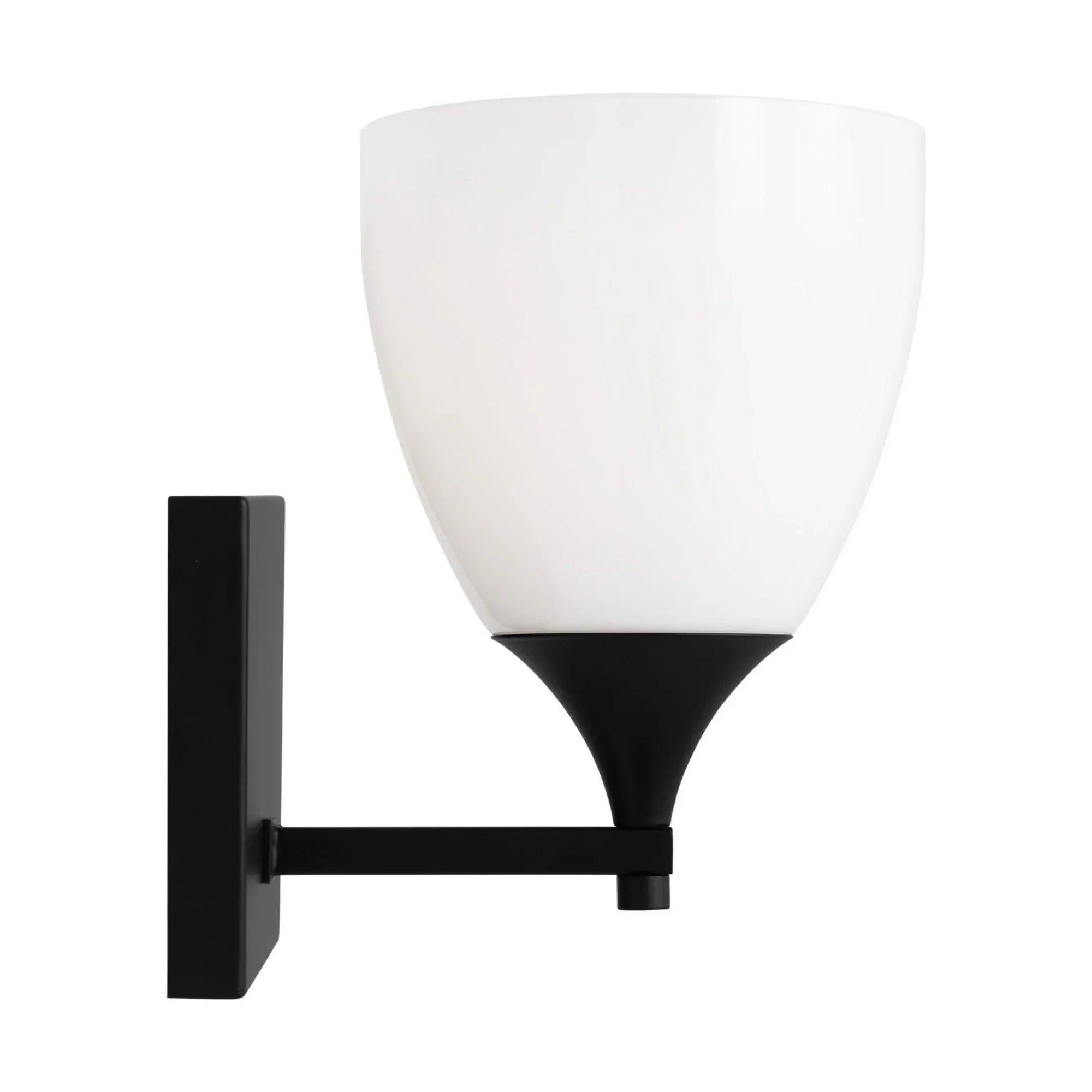 Toffino 9" Bath Sconce, Midnight Black Finish with Milk Glass - Bees Lighting