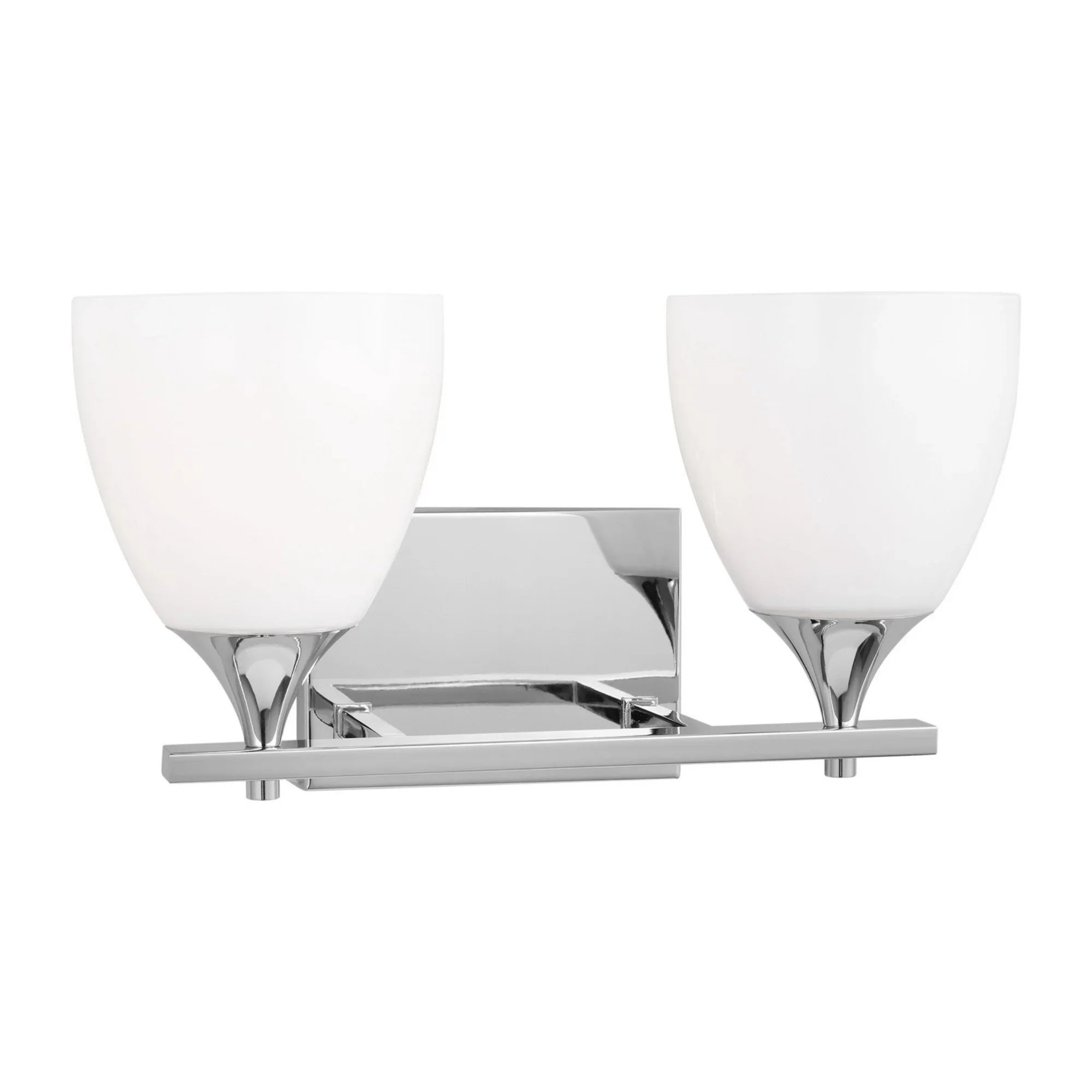 Toffino 16" 2-Light Bathroom Vanity, Chrome Finish with Milk Glass - Bees Lighting