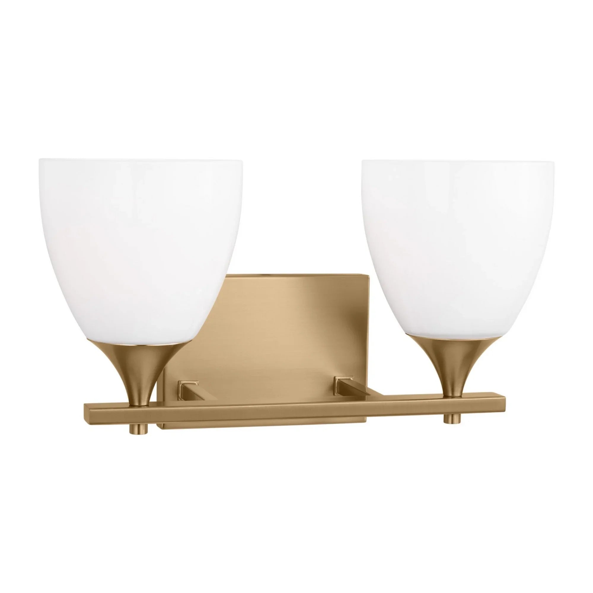 Toffino 16" 2-Light Bathroom Vanity, Satin Brass Finish with Milk Glass - Bees Lighting