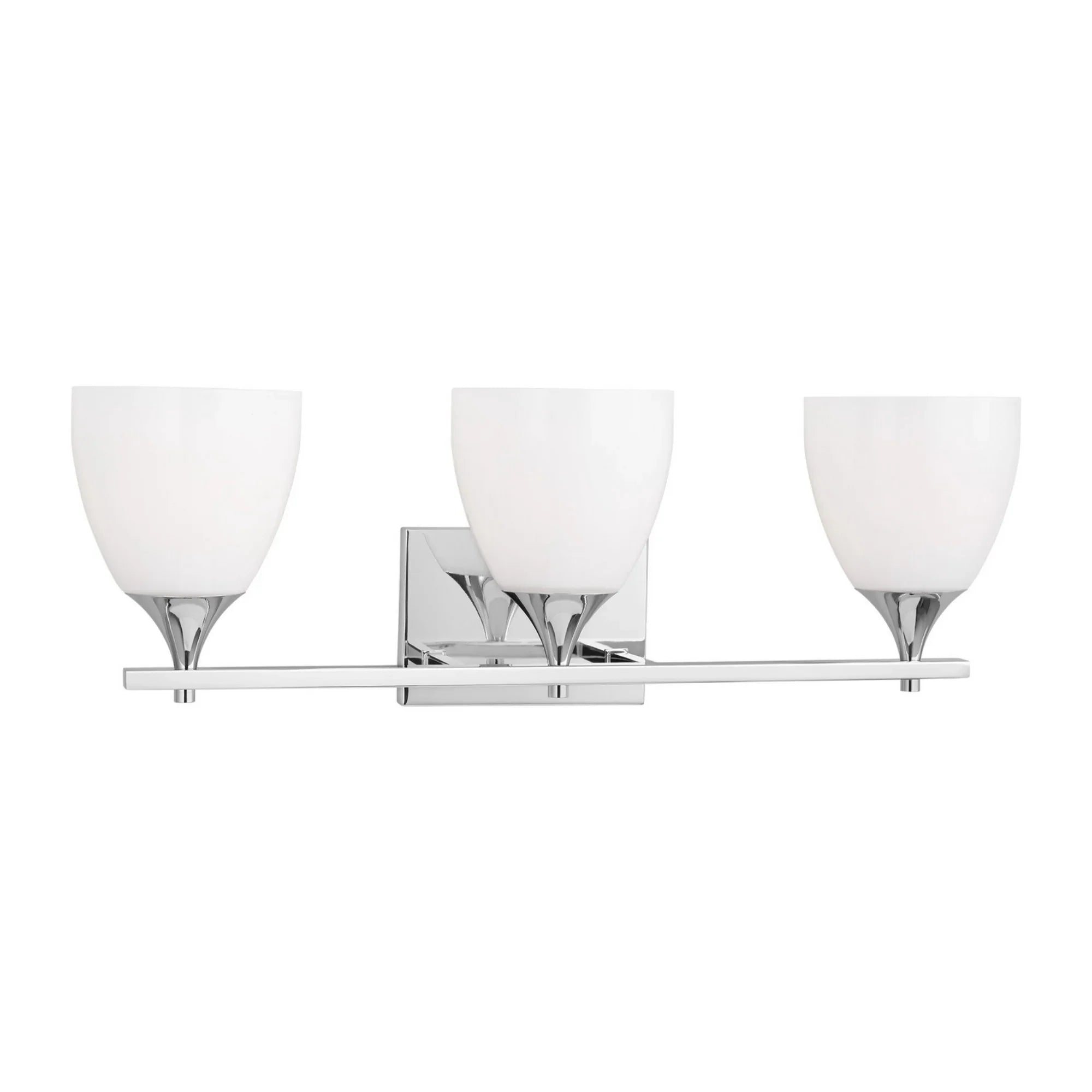 Toffino 26" 3-Light Bathroom Vanity, Chrome Finish with Milk Glass - Bees Lighting