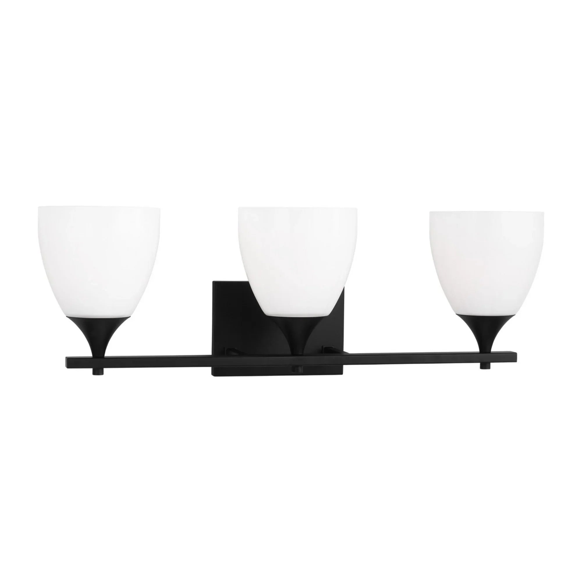 Toffino 26" 3-Light Bathroom Vanity, Midnight Black Finish with Milk Glass - Bees Lighting