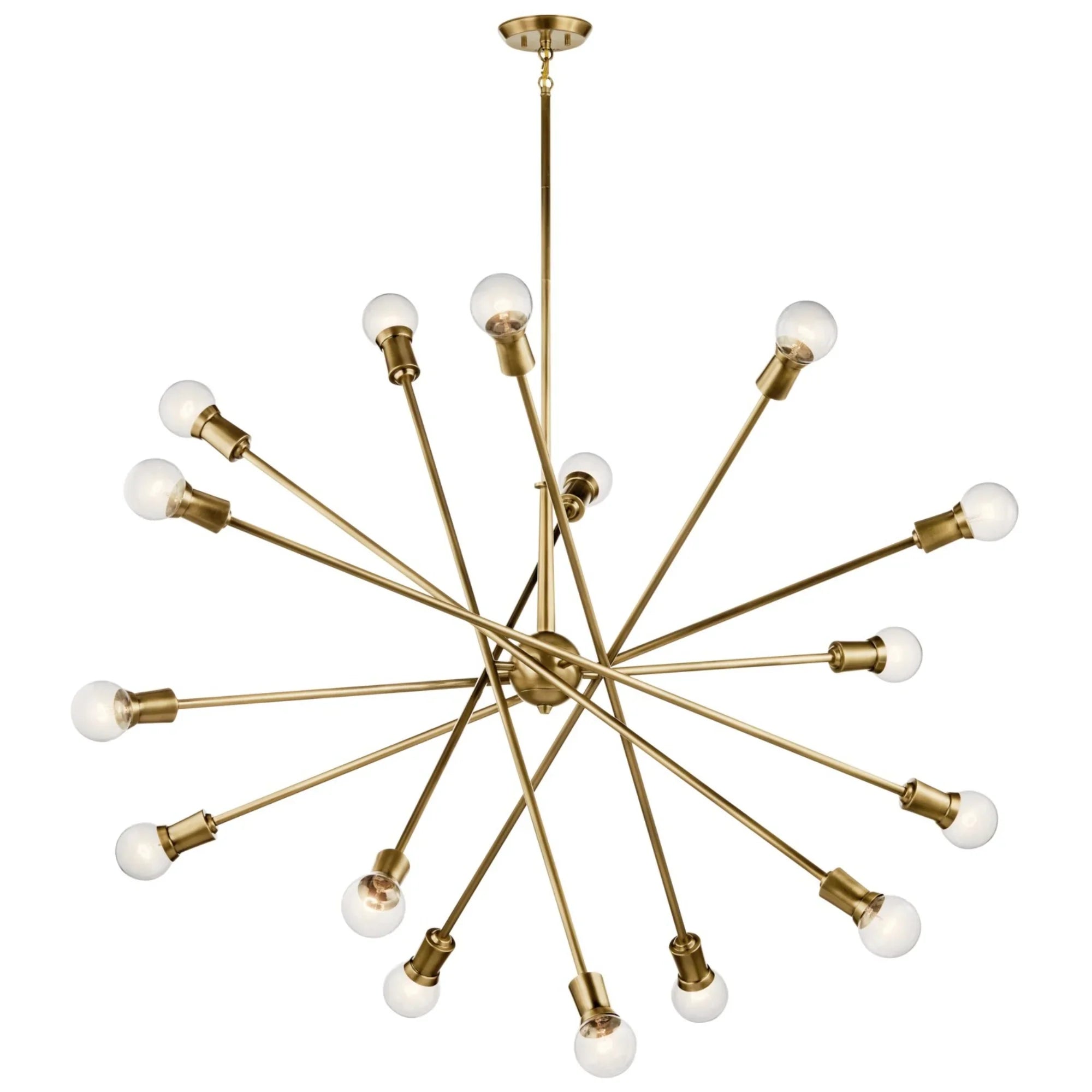 Armstrong 63" 16 Light Chandelier, Natural Brass Finish - Bees Lighting