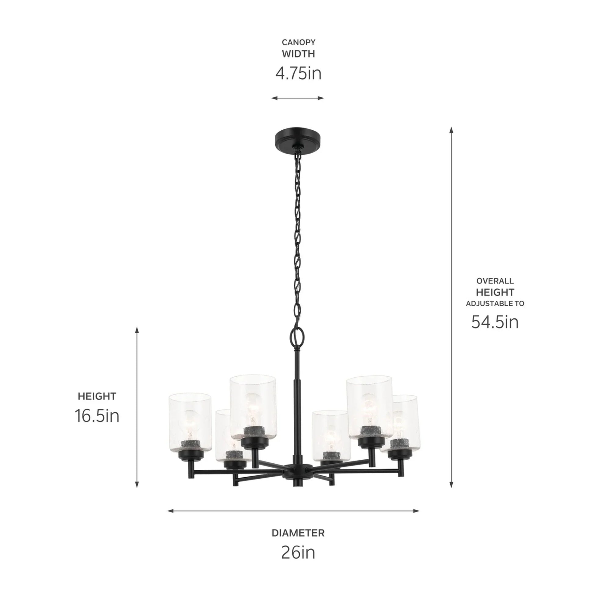 Winslow 26" 6-Light Chandelier, Black Finish - Bees Lighting