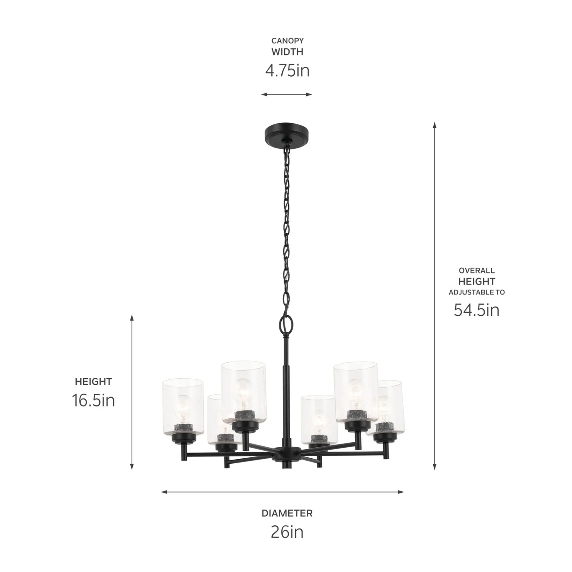 Winslow 26" 6-Light Chandelier, Black Finish - Bees Lighting