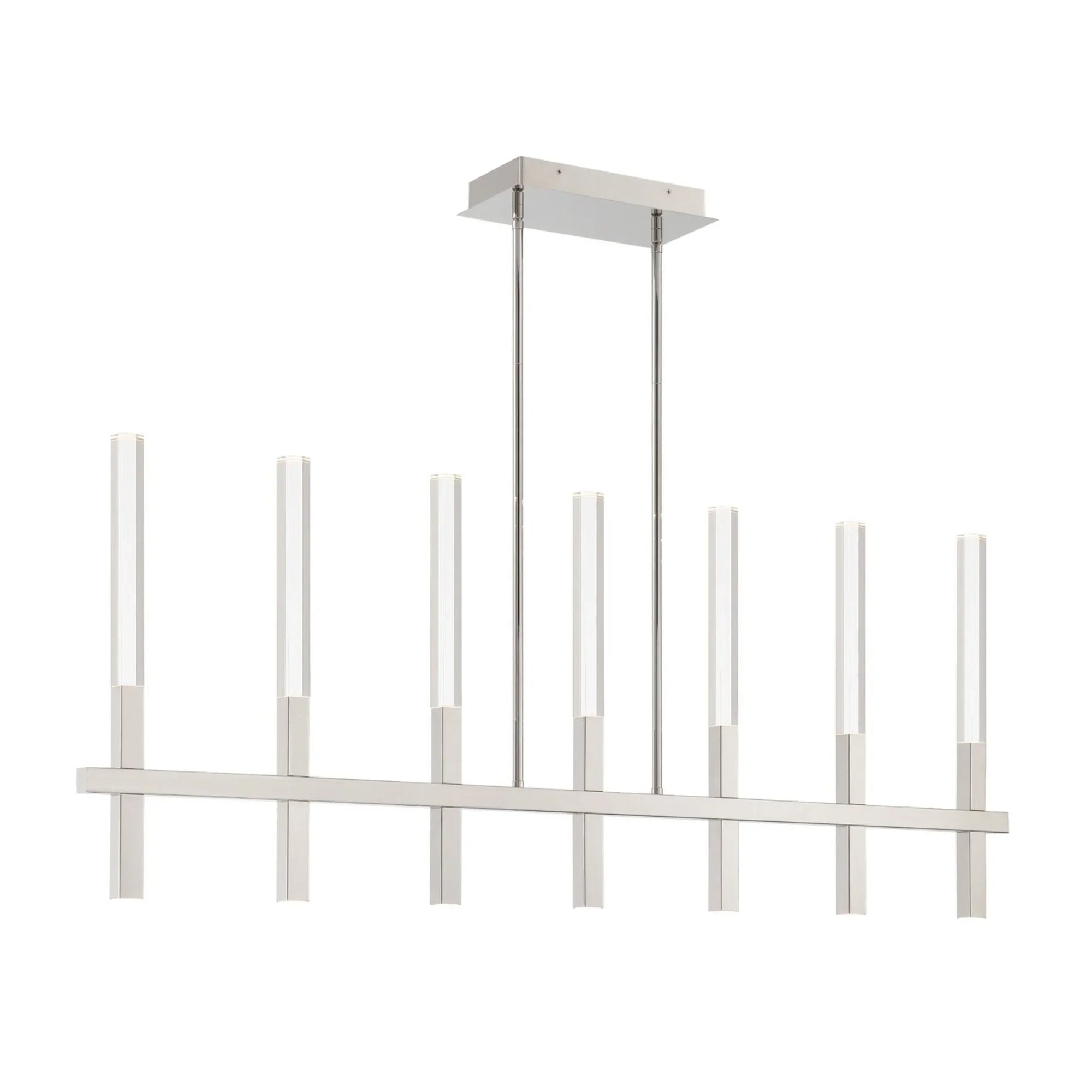 Benicio 7-Light 46" LED Linear Chandelier, Polished Nickel Finish - Bees Lighting