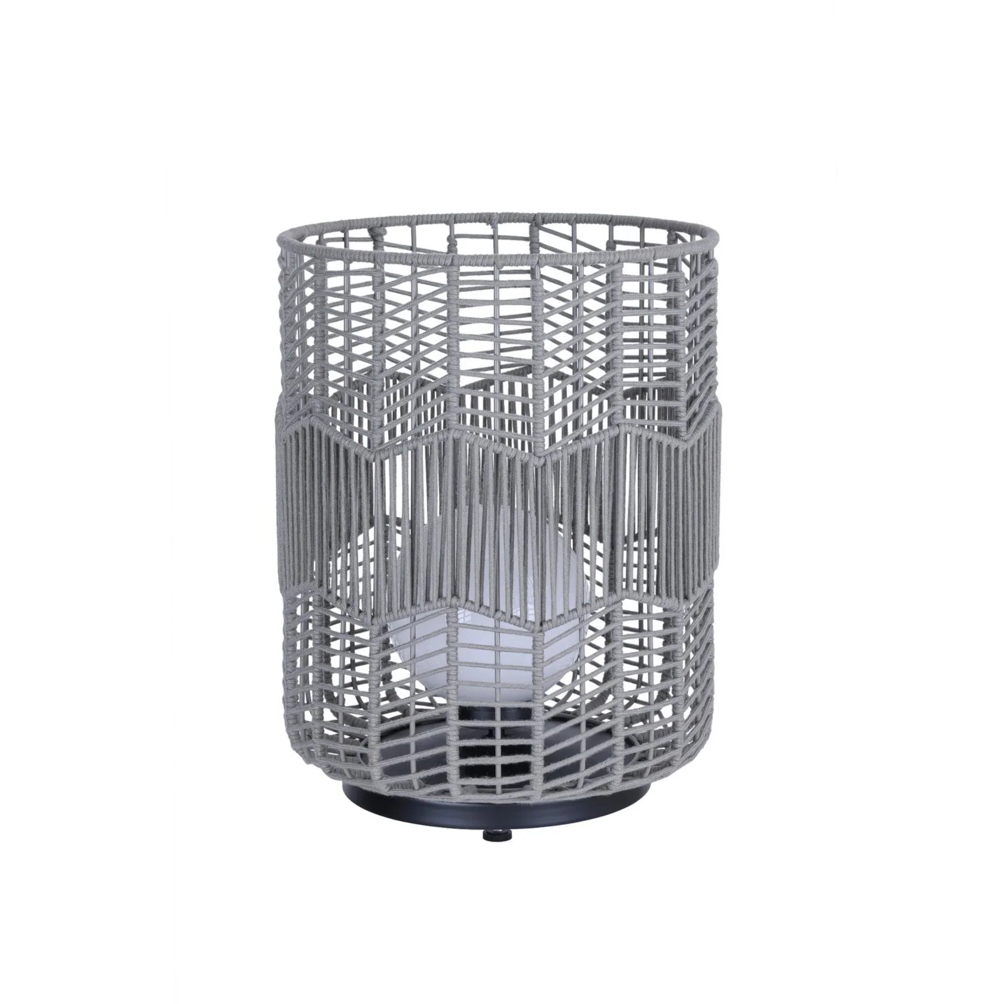 Wallis 22" Outdoor Portable Lamp, Black & Grey PET Weave Finish - Bees Lighting