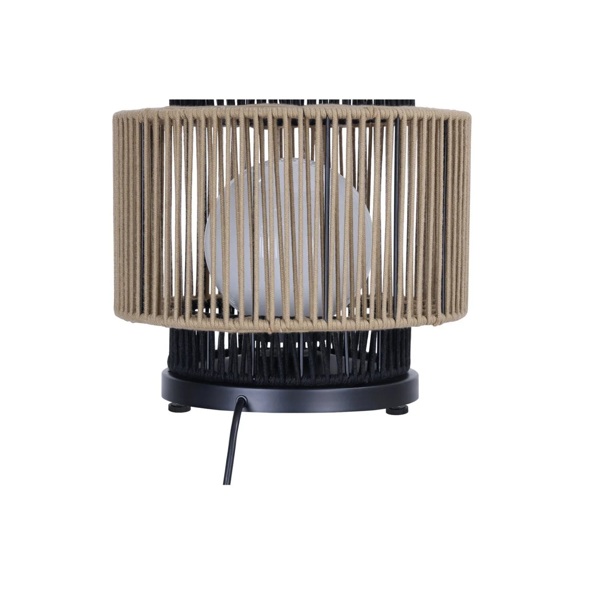 Aden 17" Outdoor Portable Lamp, Black & Brown PET Weave Finish - Bees Lighting