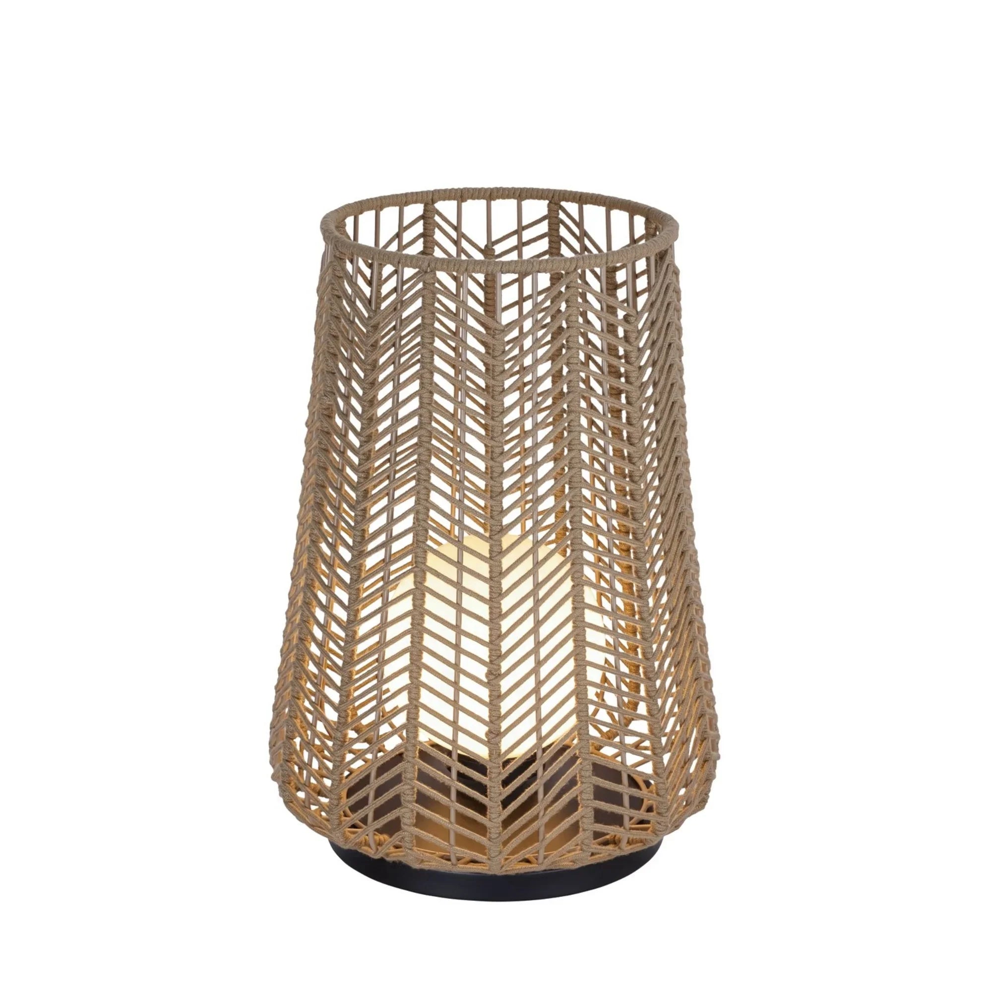 Elice 22" Outdoor Portable Lamp, Black Finish with Brown Rope - Bees Lighting