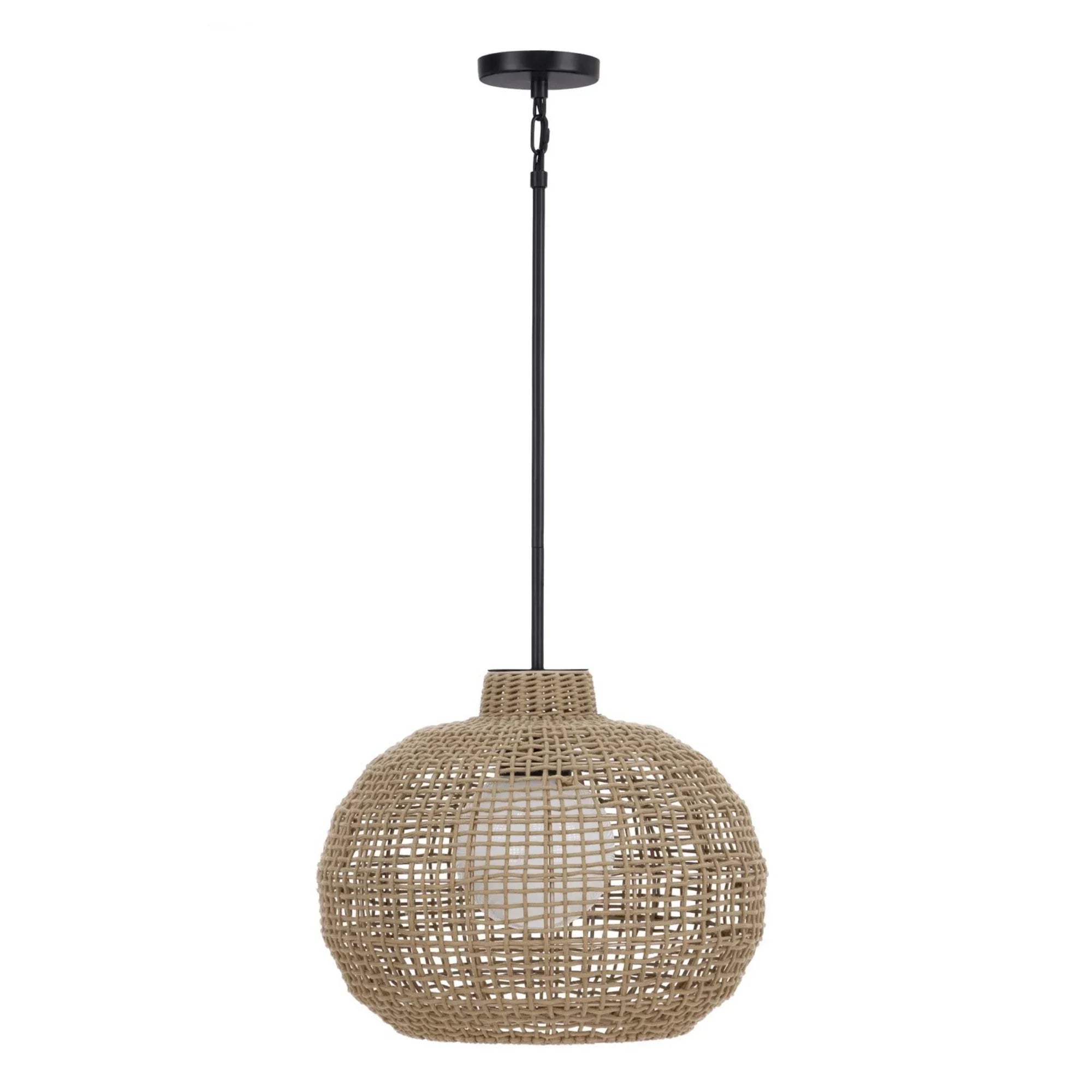 Markis 23" Outdoor Pendant, Black & Brown PET Weave Finish - Bees Lighting