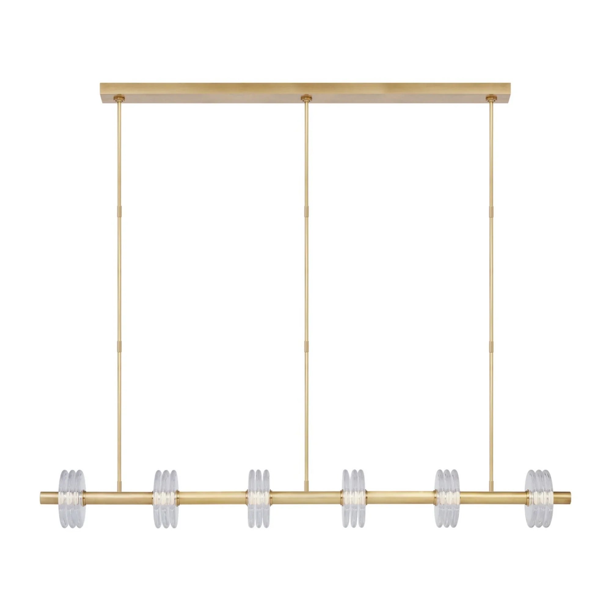 Laurel 72" LED Large X-Linear Pendant, 120-277V, Natural Brass Finish - Bees Lighting