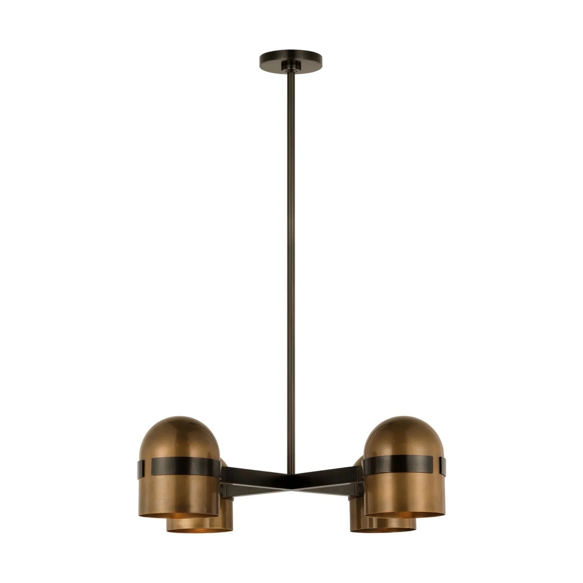 Octavia 28" 4-Light LED Medium Chandelier, 120-277V, Blackened Bronze & Bright Worn Brass Finish - Bees Lighting
