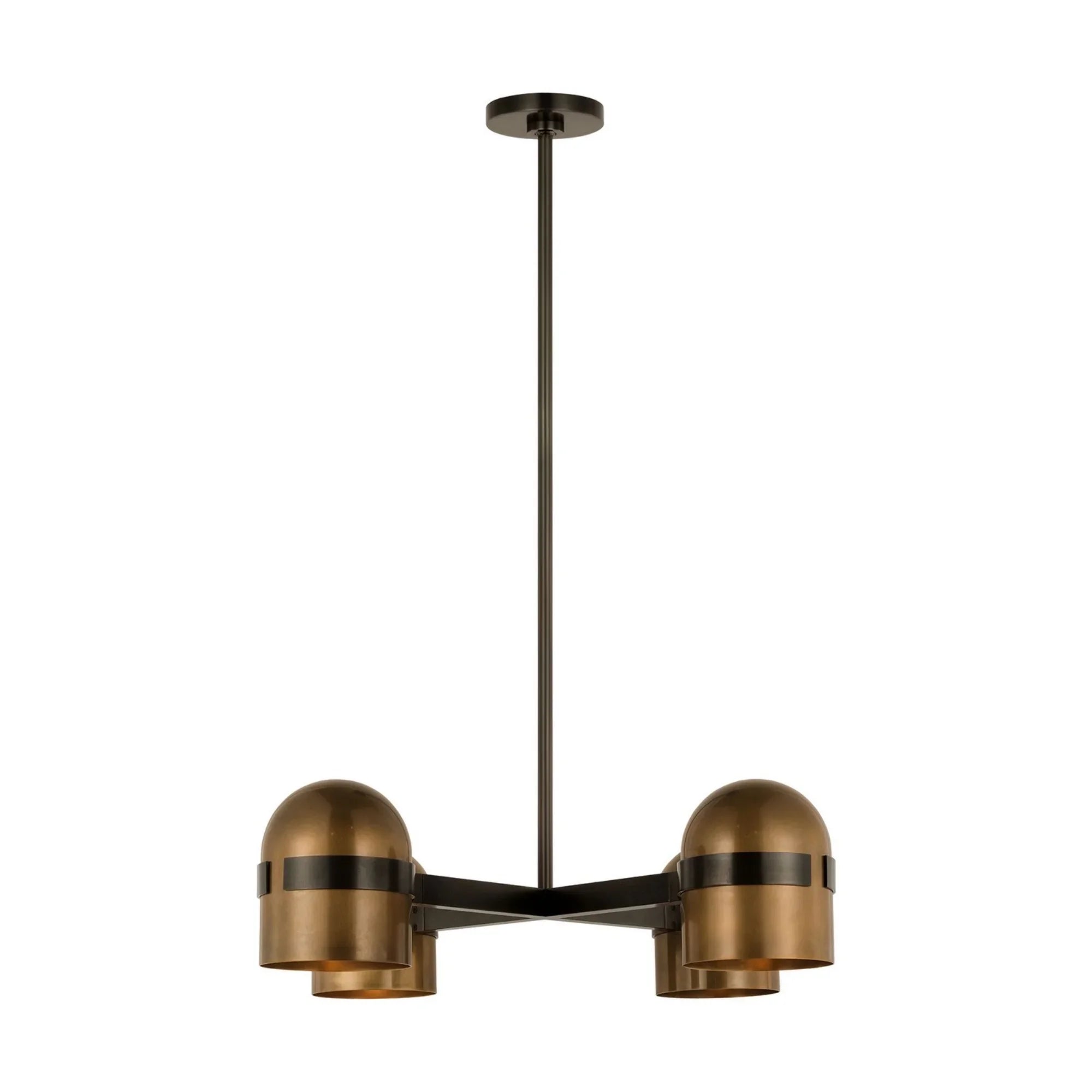 Octavia 28" 4-Light LED Medium Chandelier, 120-277V, Blackened Bronze & Bright Worn Brass Finish - Bees Lighting