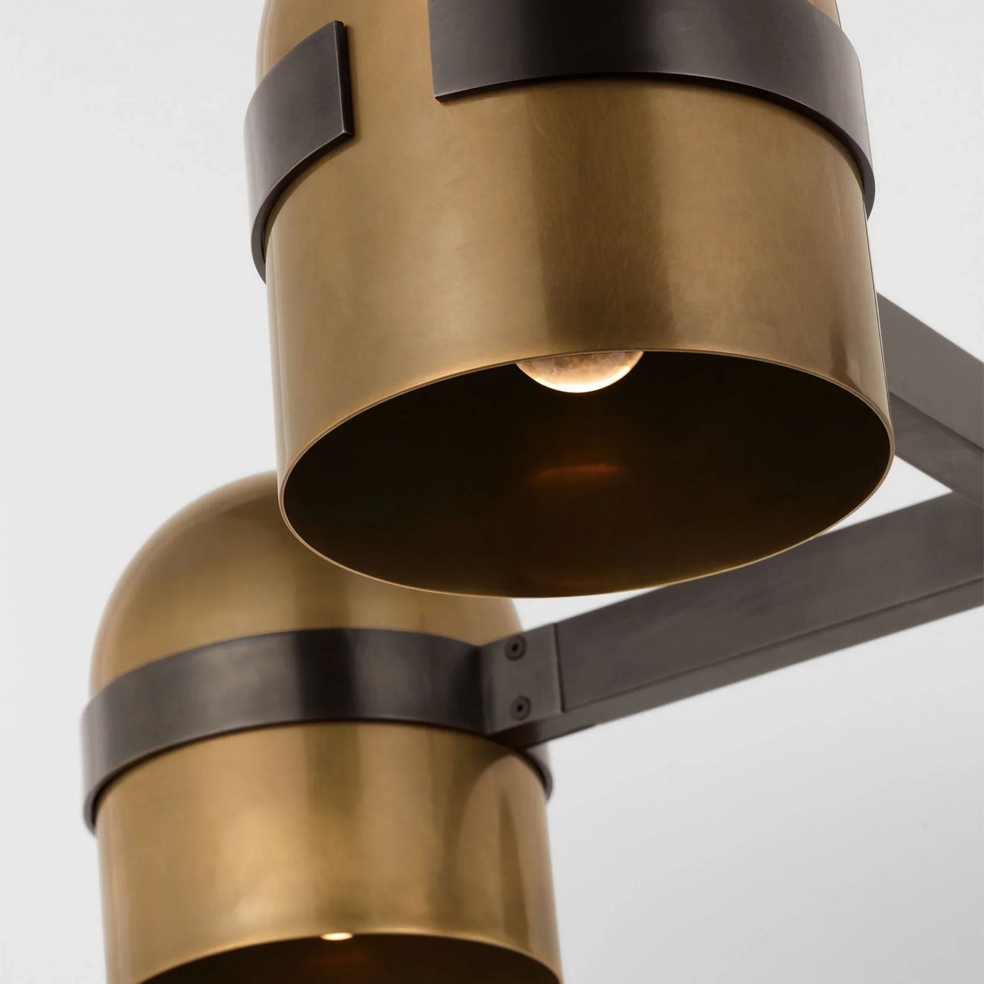 Octavia 28" 4-Light LED Medium Chandelier, 120-277V, Blackened Bronze & Bright Worn Brass Finish - Bees Lighting